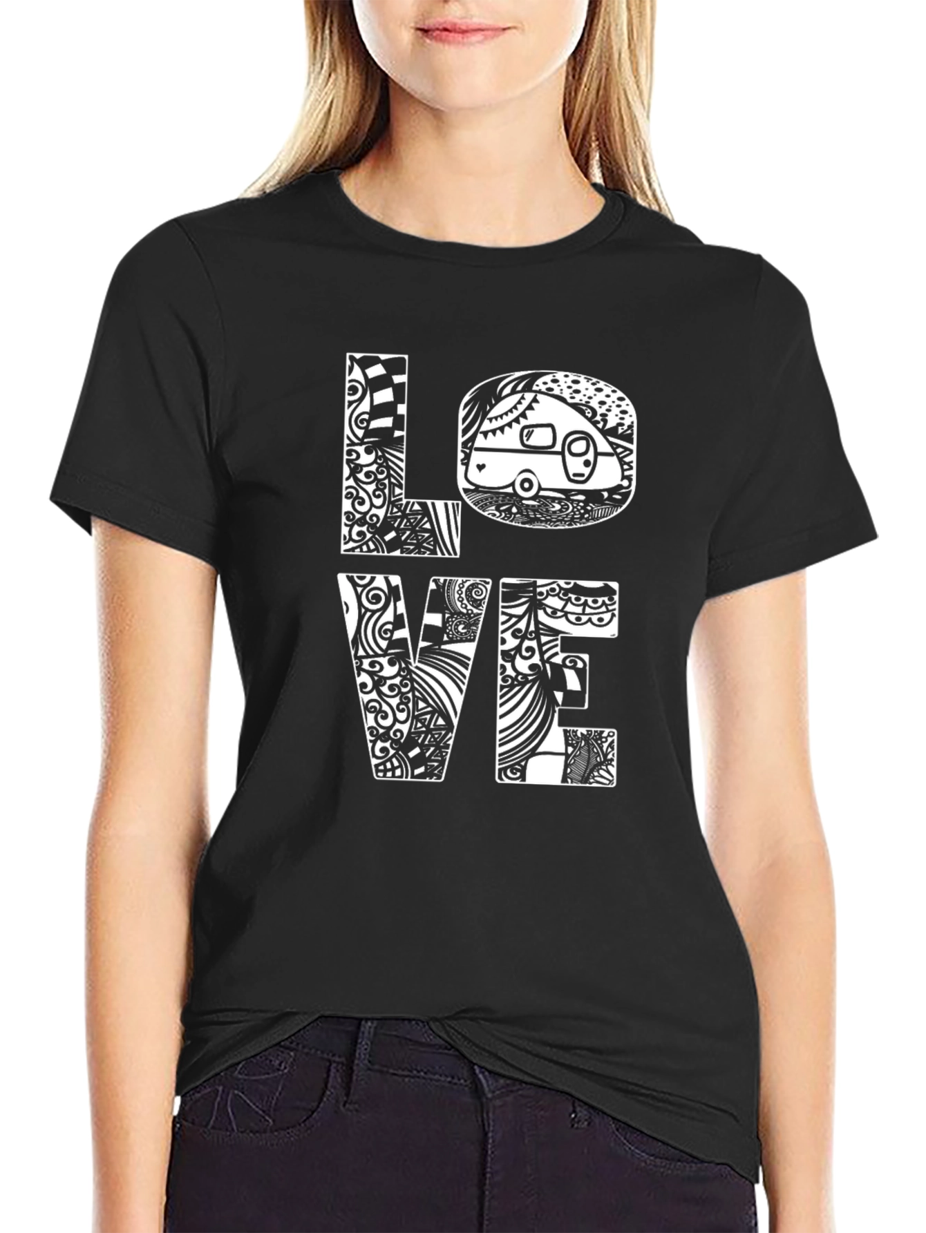LOVE Camping Graphic T-Shirt - Black