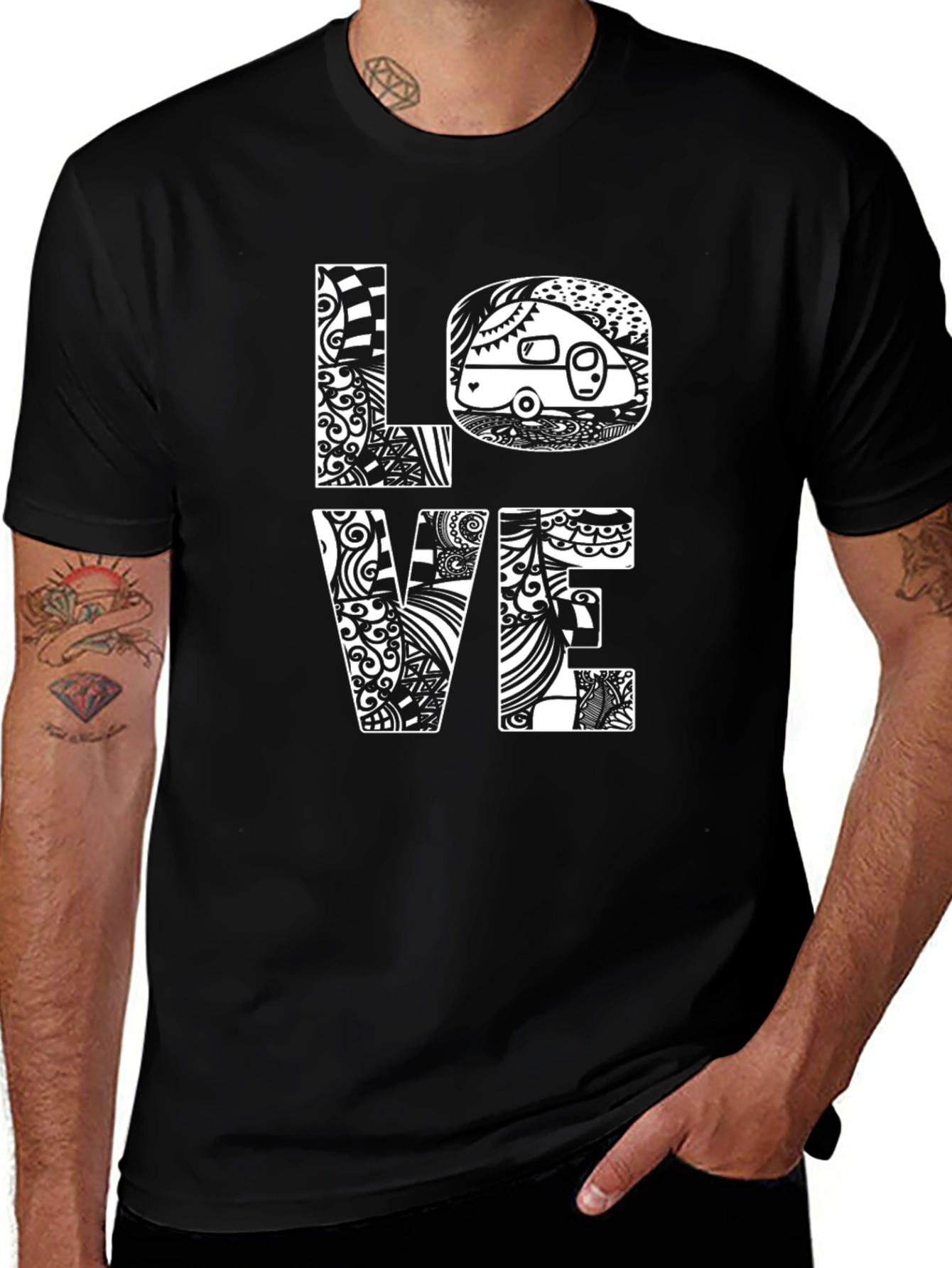 LOVE Camping Graphic T-Shirt - Black