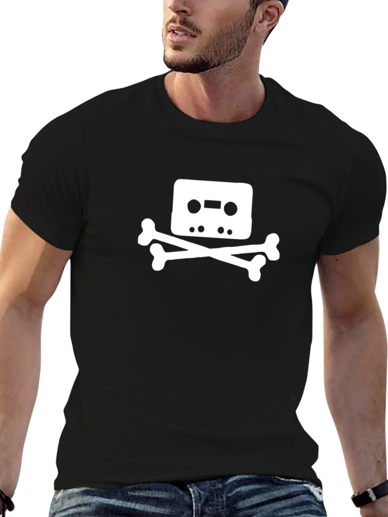 Cassette Tape Skull T-Shirt - Black
