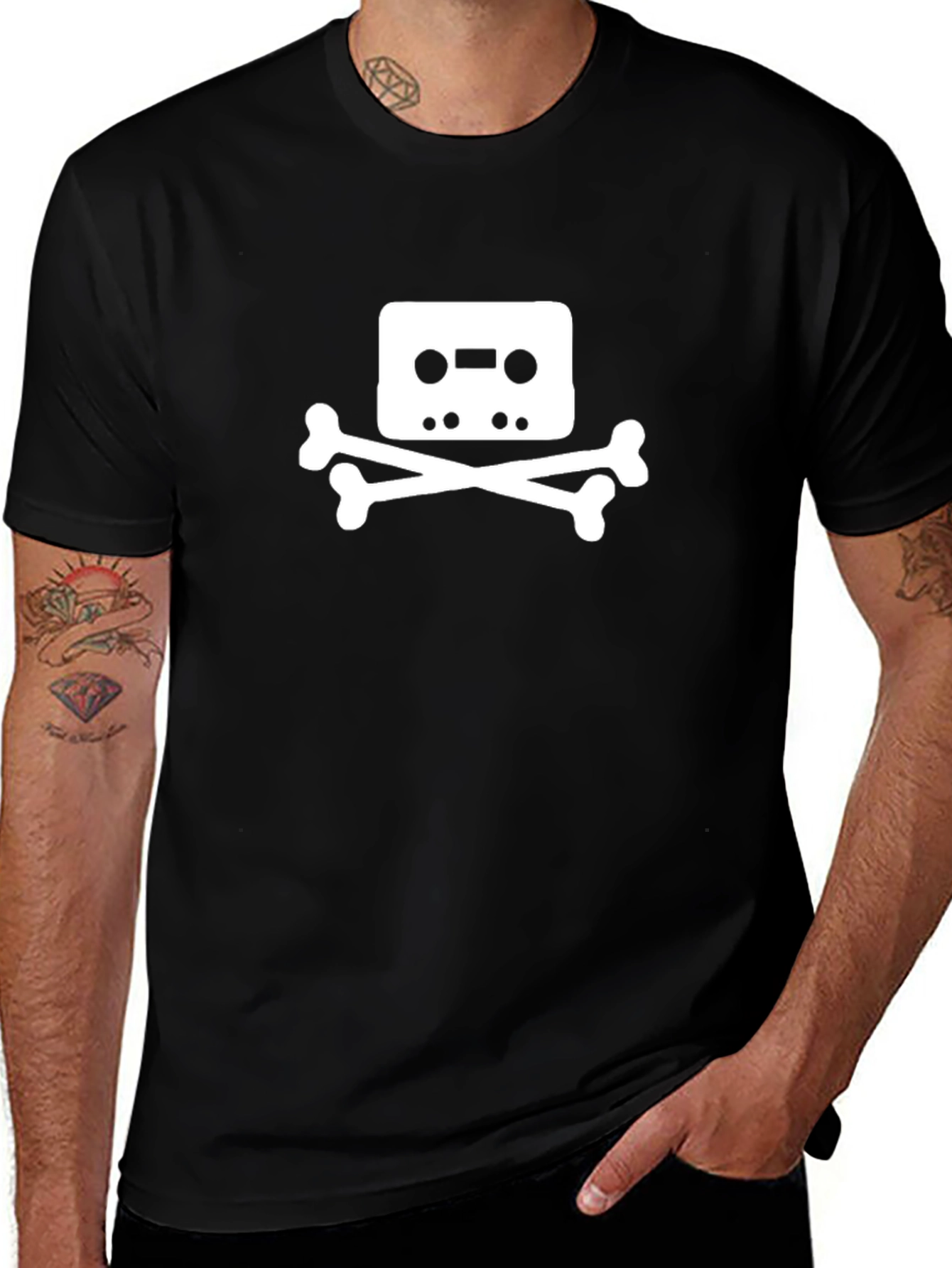 Cassette Tape Skull T-Shirt - Black