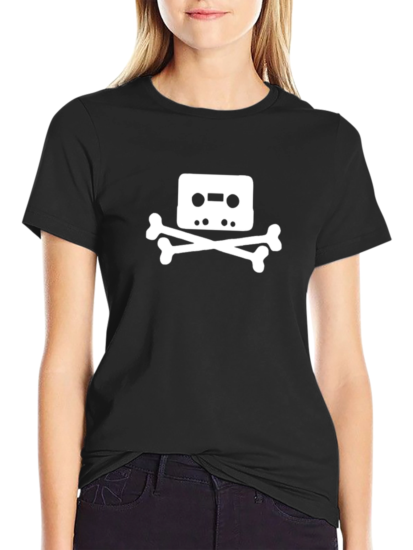Cassette Tape Skull T-Shirt - Black