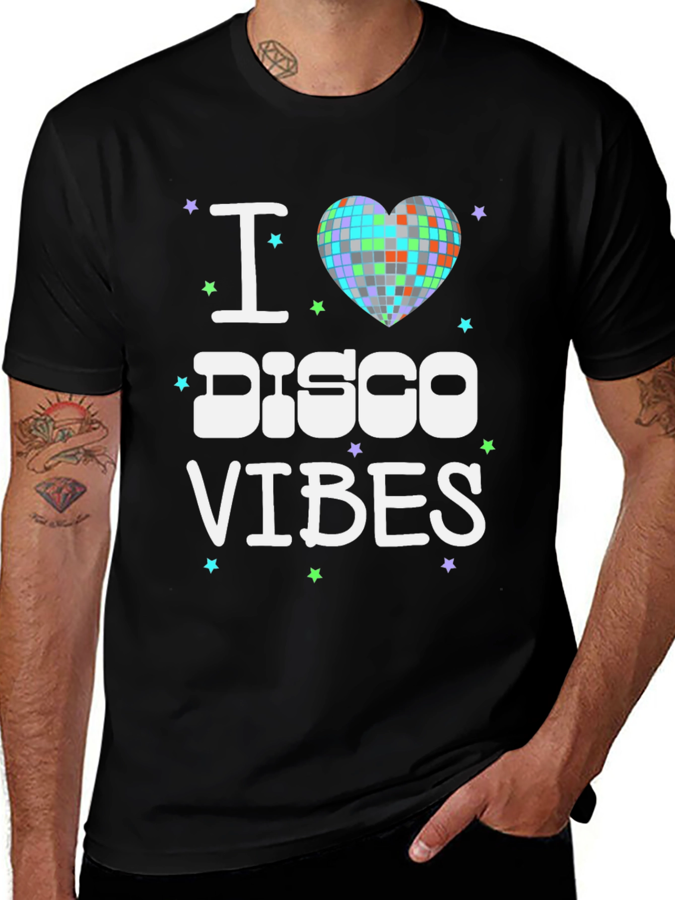 I Heart Disco Vibes Black T-Shirt