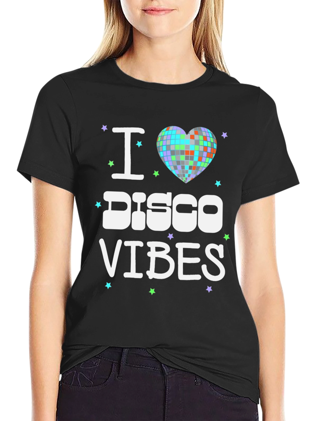 I Heart Disco Vibes Black T-Shirt