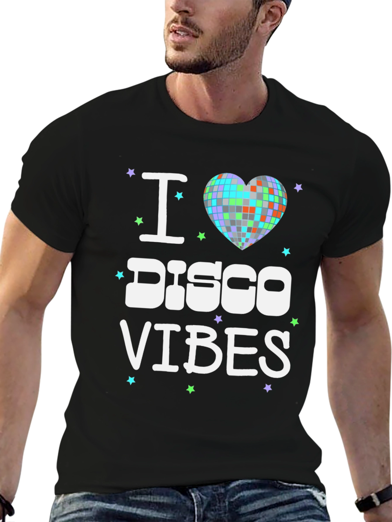 I Heart Disco Vibes Black T-Shirt