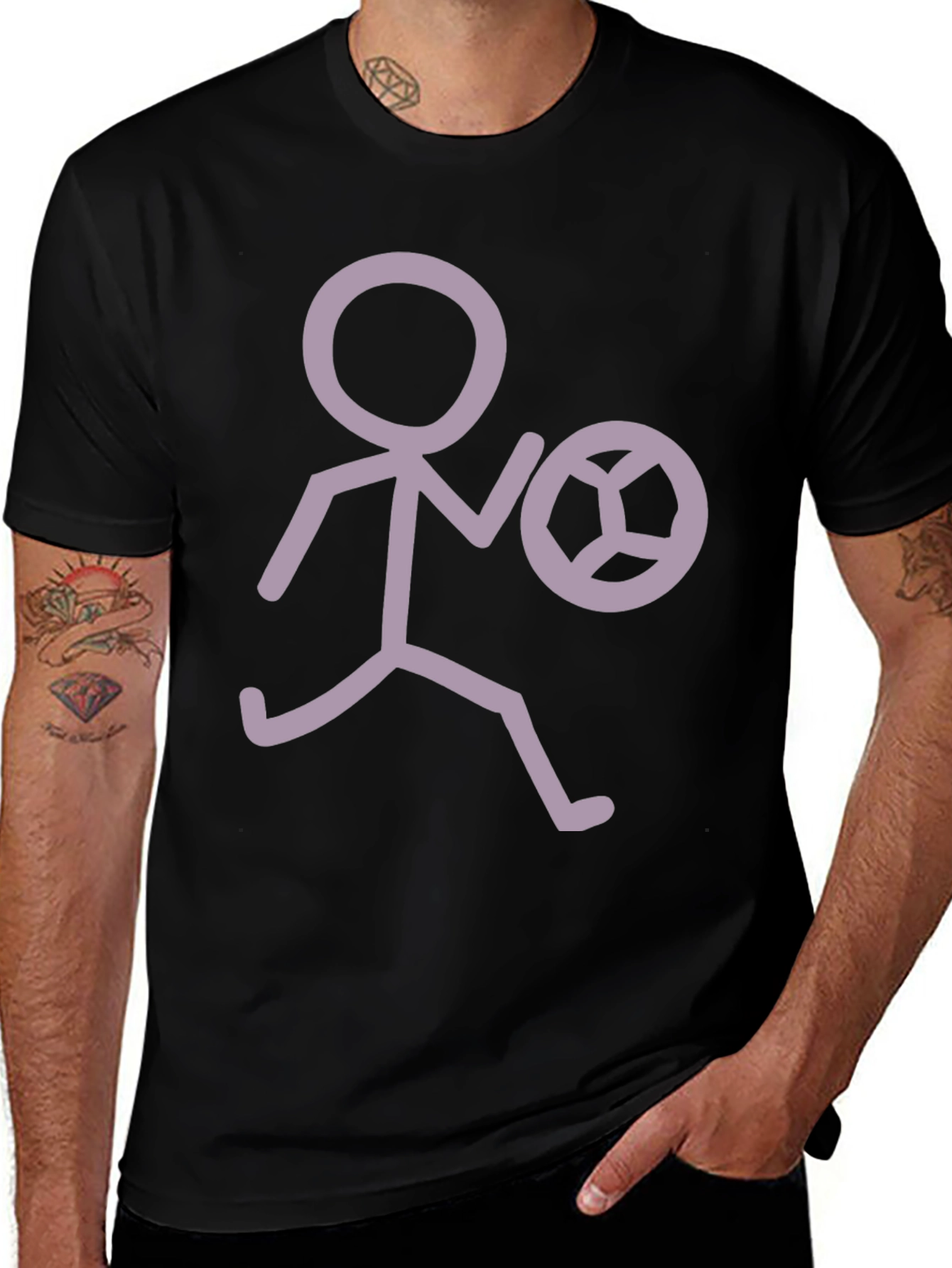 Stick Figure Soccer T-Shirt - Black Tee