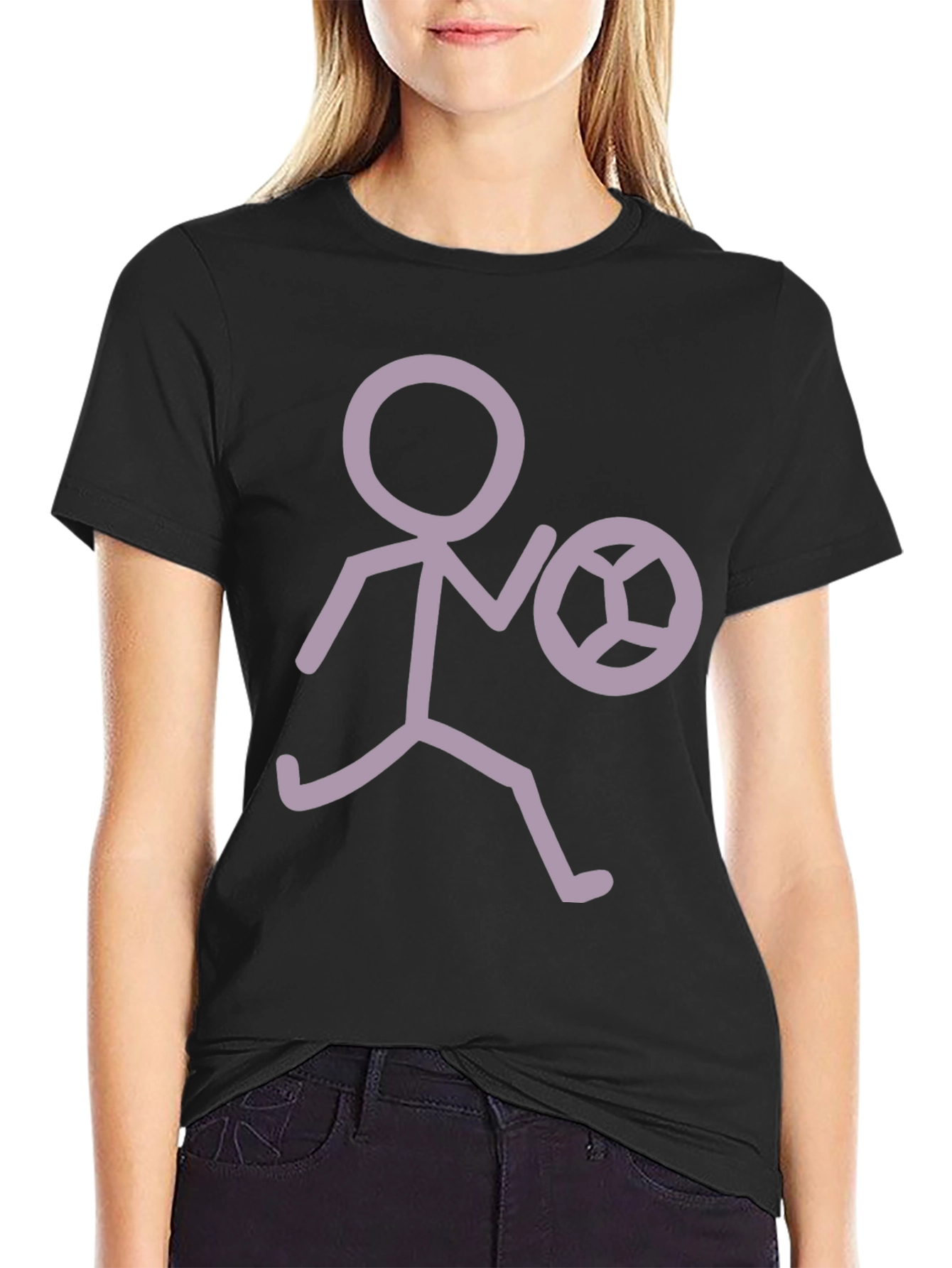 Stick Figure Soccer T-Shirt - Black Tee