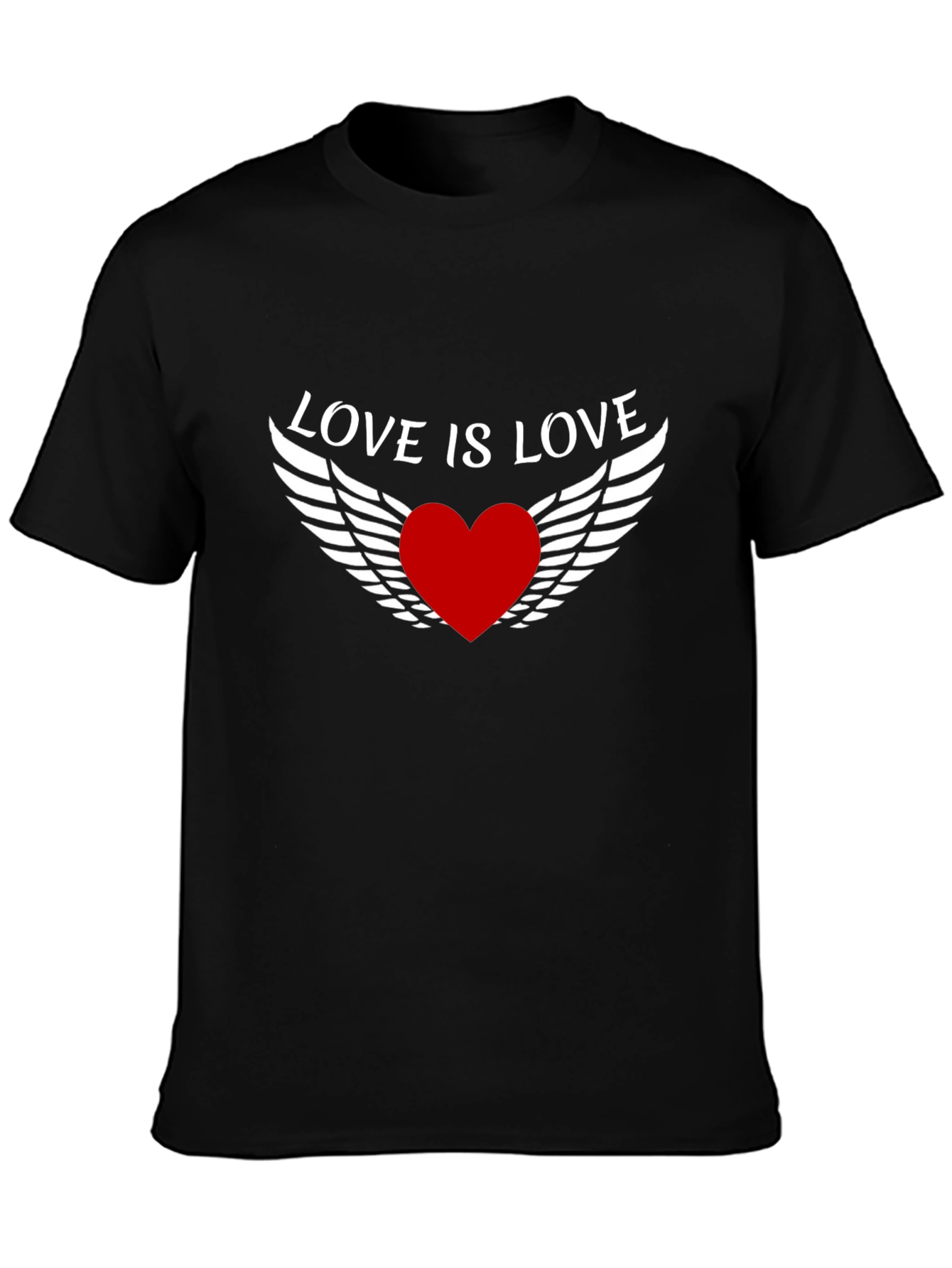 Love is Love Heart Wings Black T-Shirt