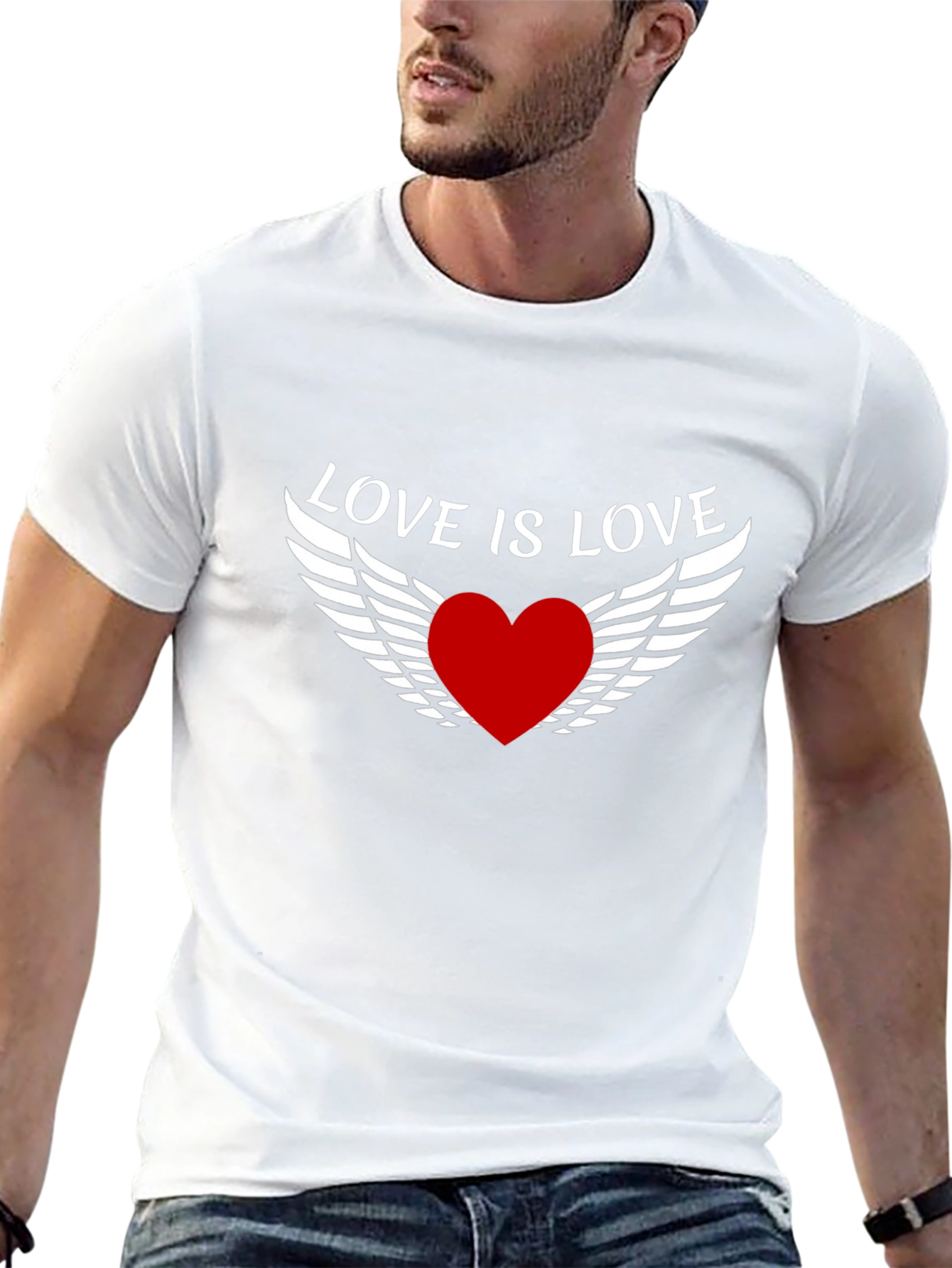 Love is Love Heart Wings Black T-Shirt