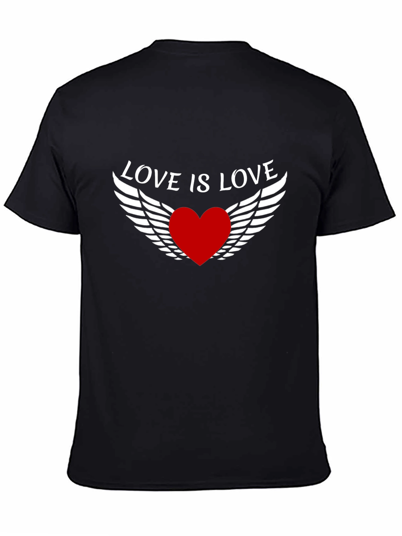 Love is Love Heart Wings Black T-Shirt
