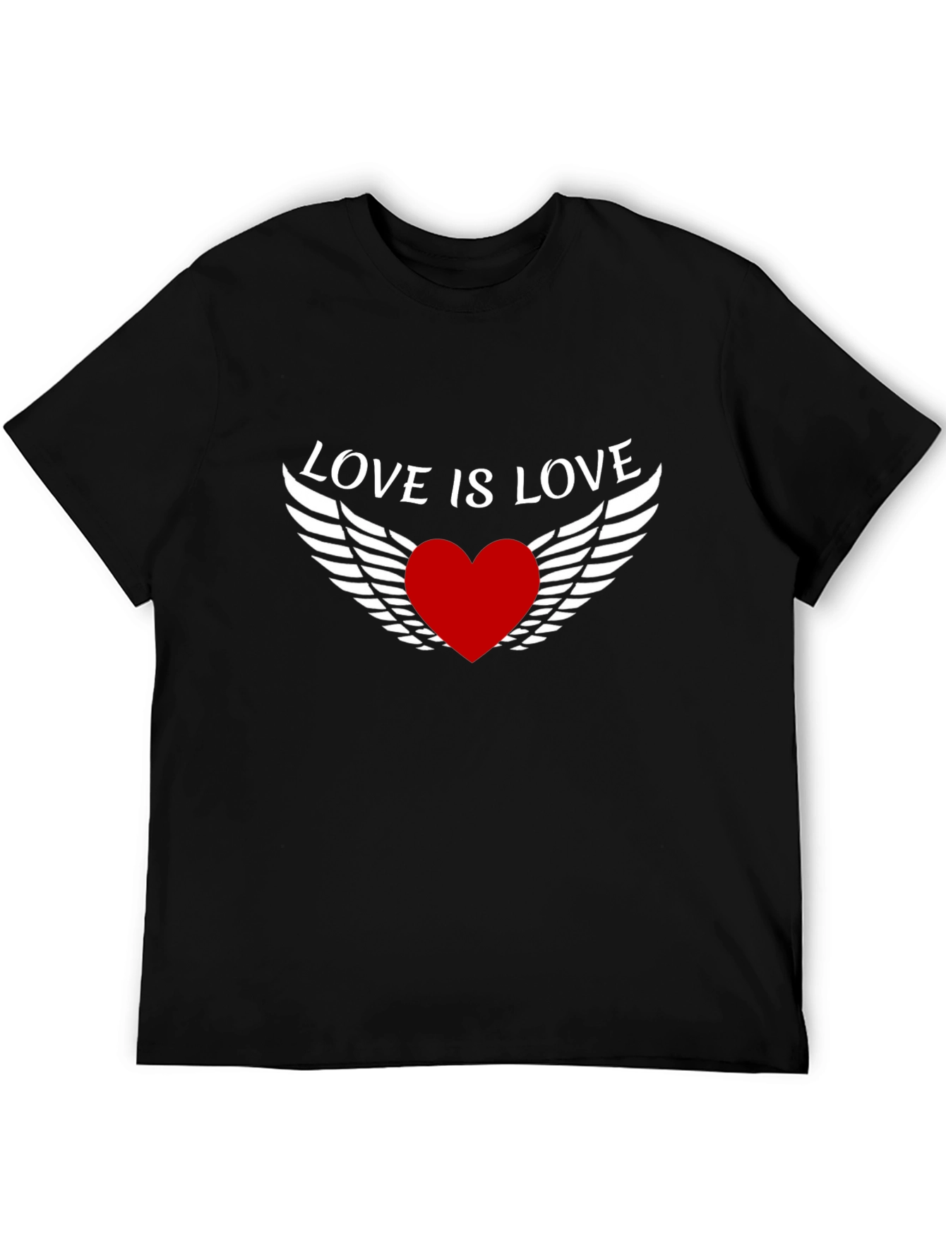 Love is Love Heart Wings Black T-Shirt