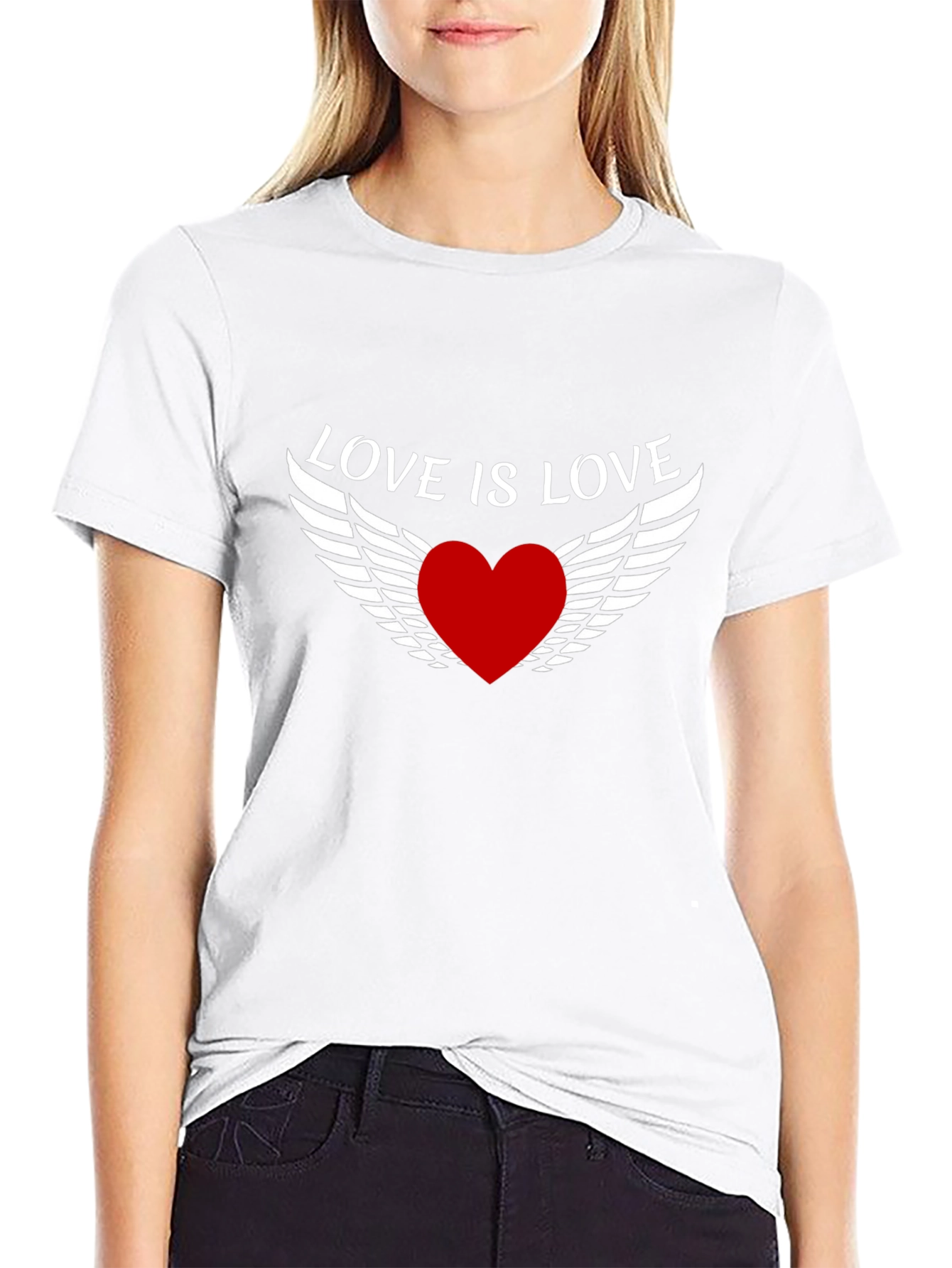 Love is Love Heart Wings Black T-Shirt