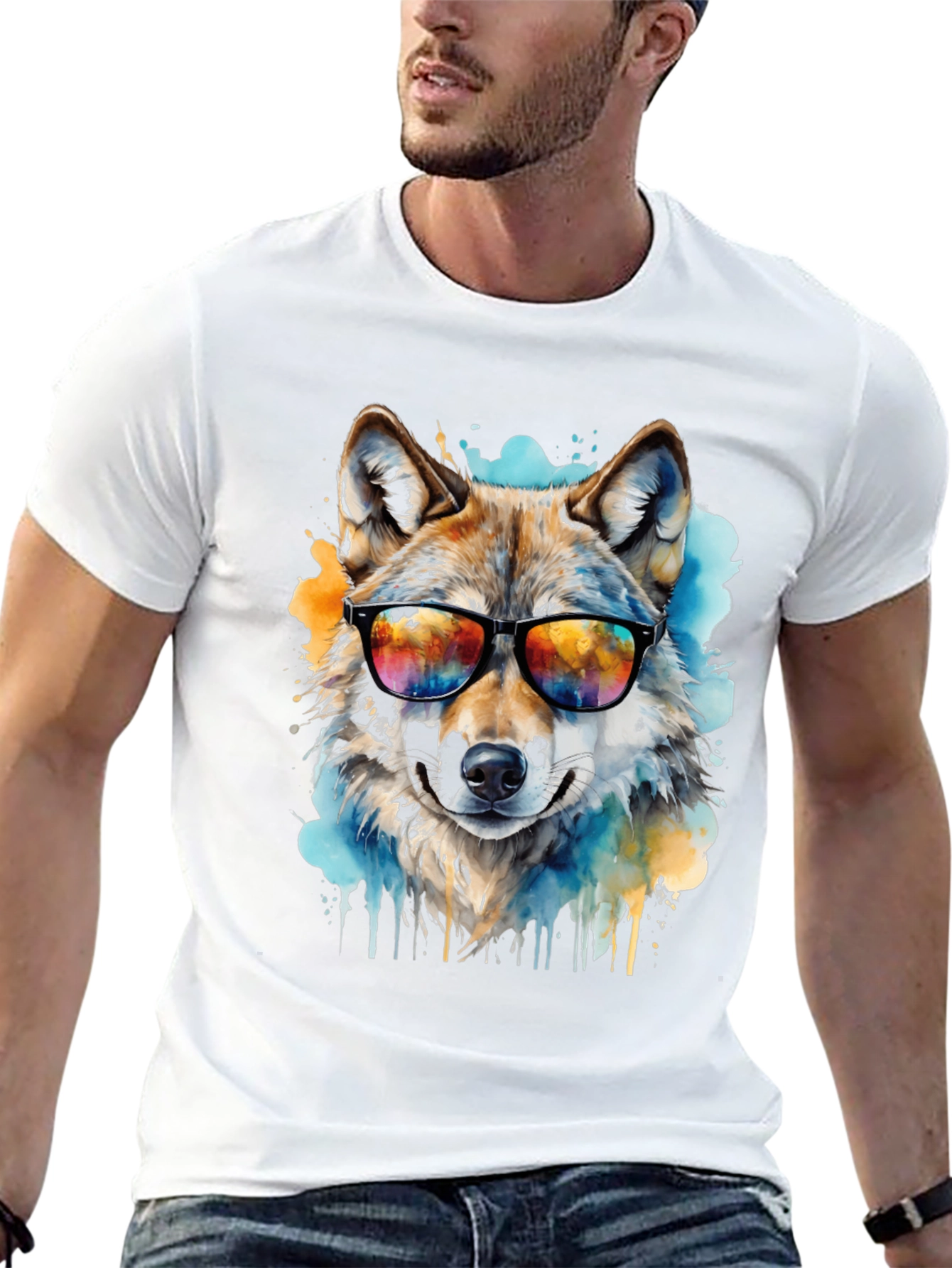 Cool Wolf Graphic Tee - Mens Black T-Shirt