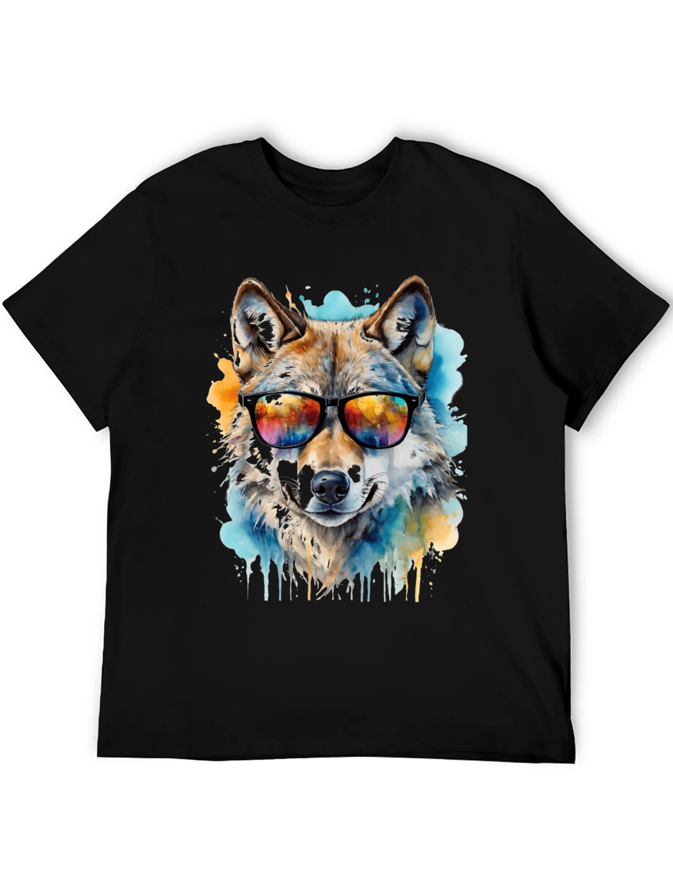 Cool Wolf Graphic Tee - Mens Black T-Shirt