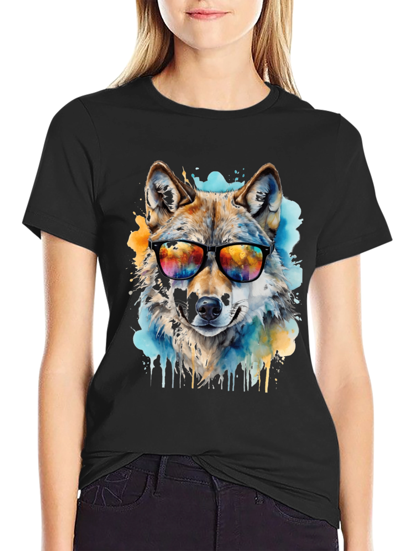 Cool Wolf Graphic Tee - Mens Black T-Shirt