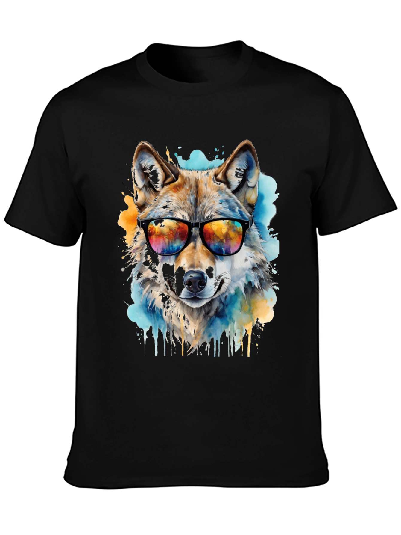 Cool Wolf Graphic Tee - Mens Black T-Shirt