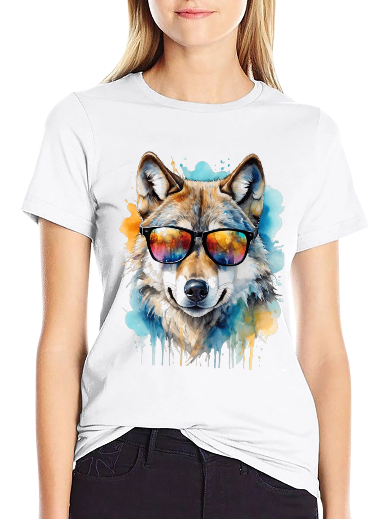 Cool Wolf Graphic Tee - Mens Black T-Shirt