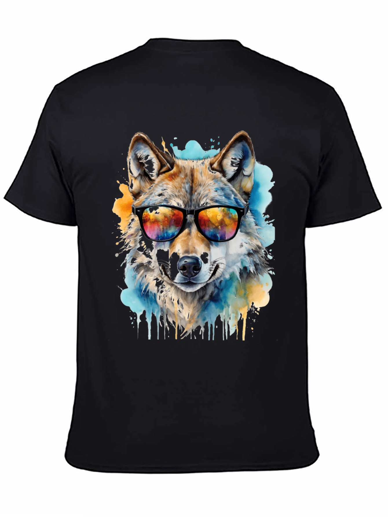 Cool Wolf Graphic Tee - Mens Black T-Shirt