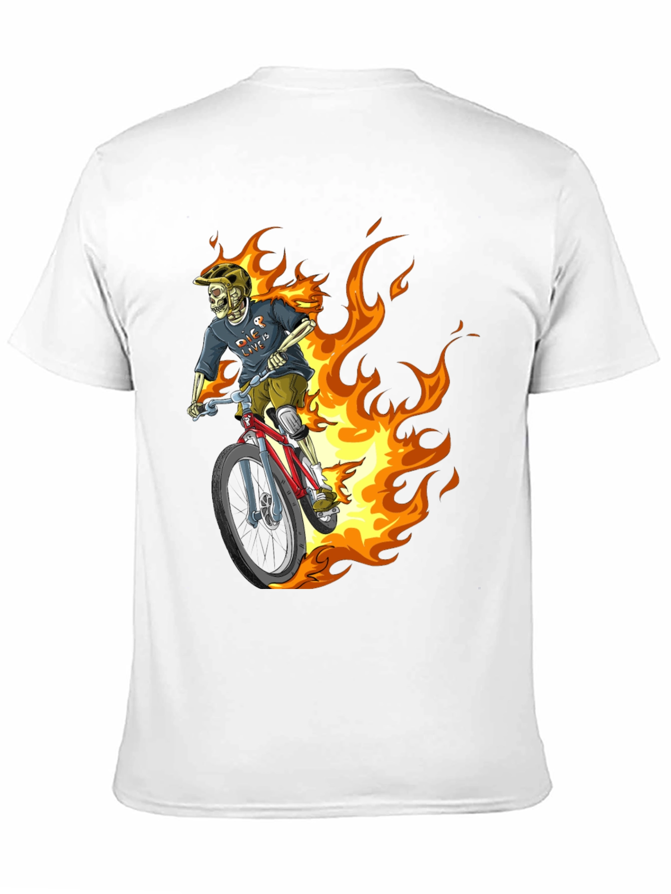 Fiery Skeleton Biker Graphic Tee - Black