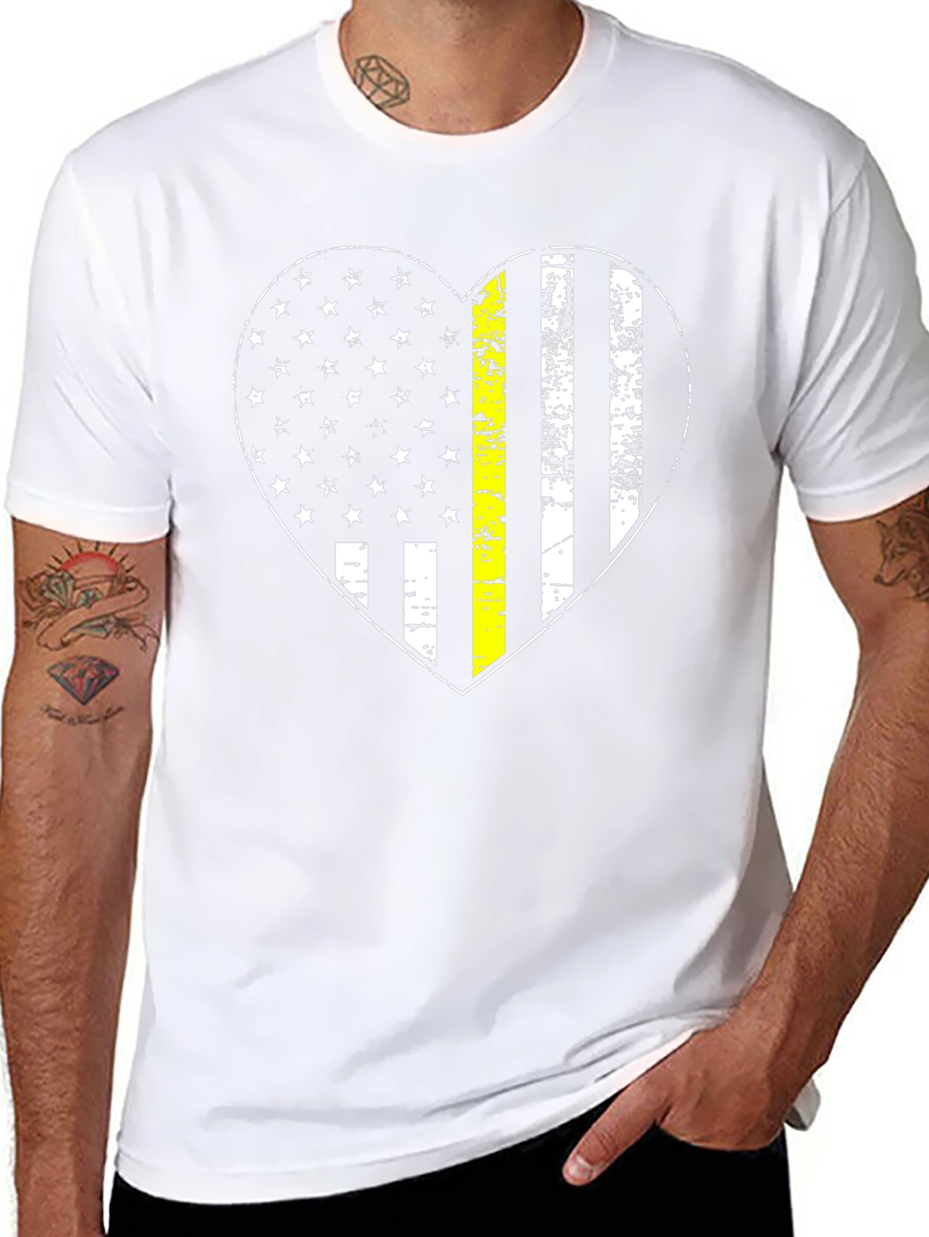 Thin Yellow Line Heart Graphic Tee