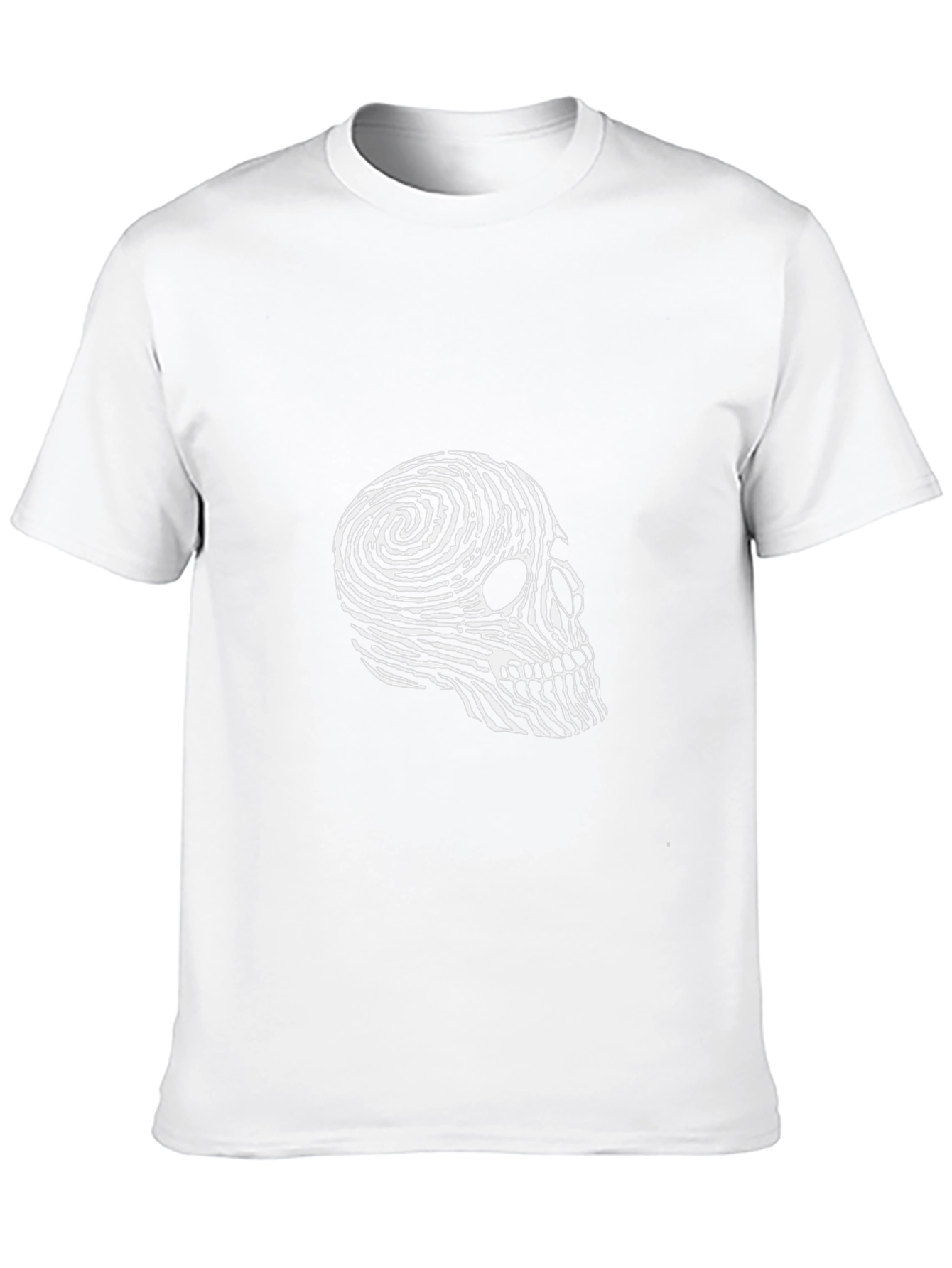 Skull Fingerprint Graphic Tee - Black Casual T-Shirt