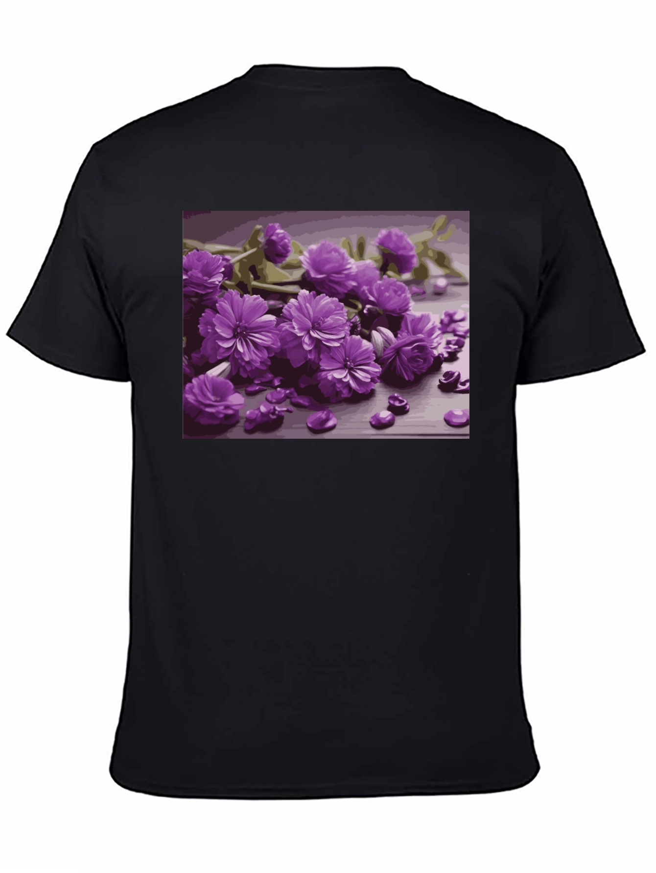 Floral Print Black Tee
