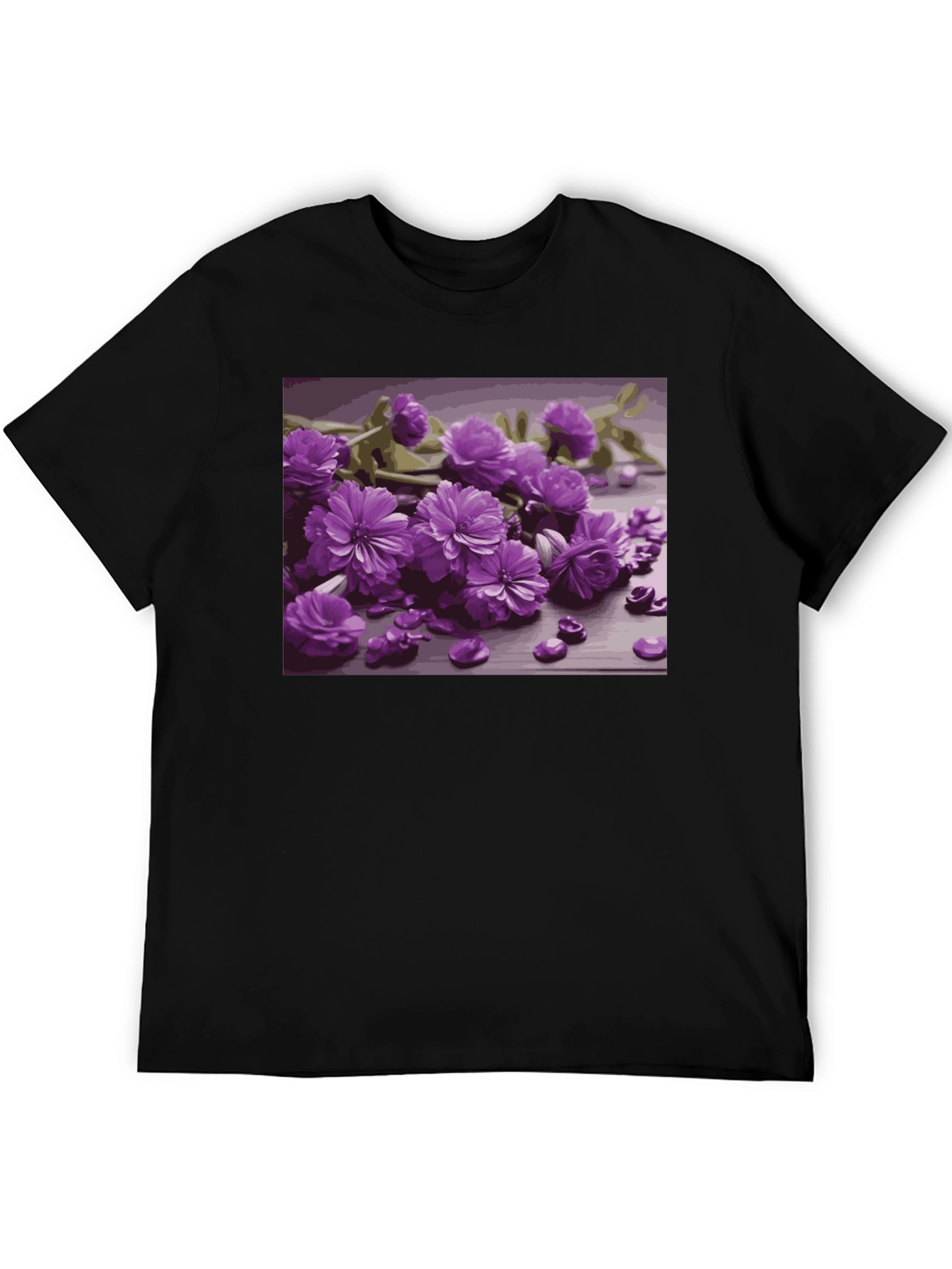 Floral Print Black Tee