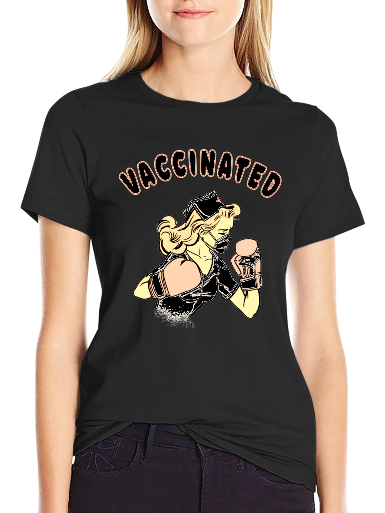 Vaccinated Nurse Boxer Graphic T-Shirt