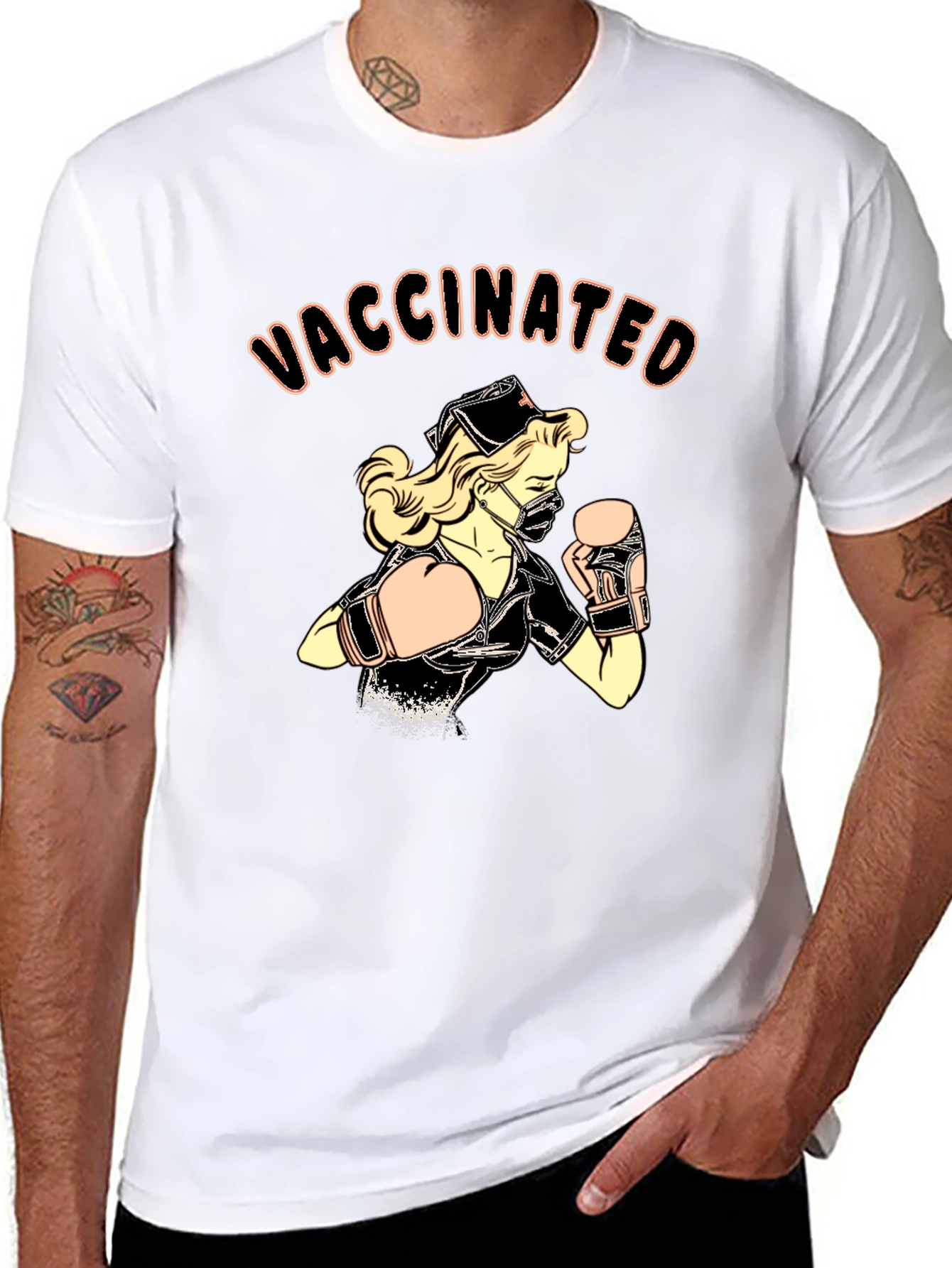 Vaccinated Nurse Boxer Graphic T-Shirt