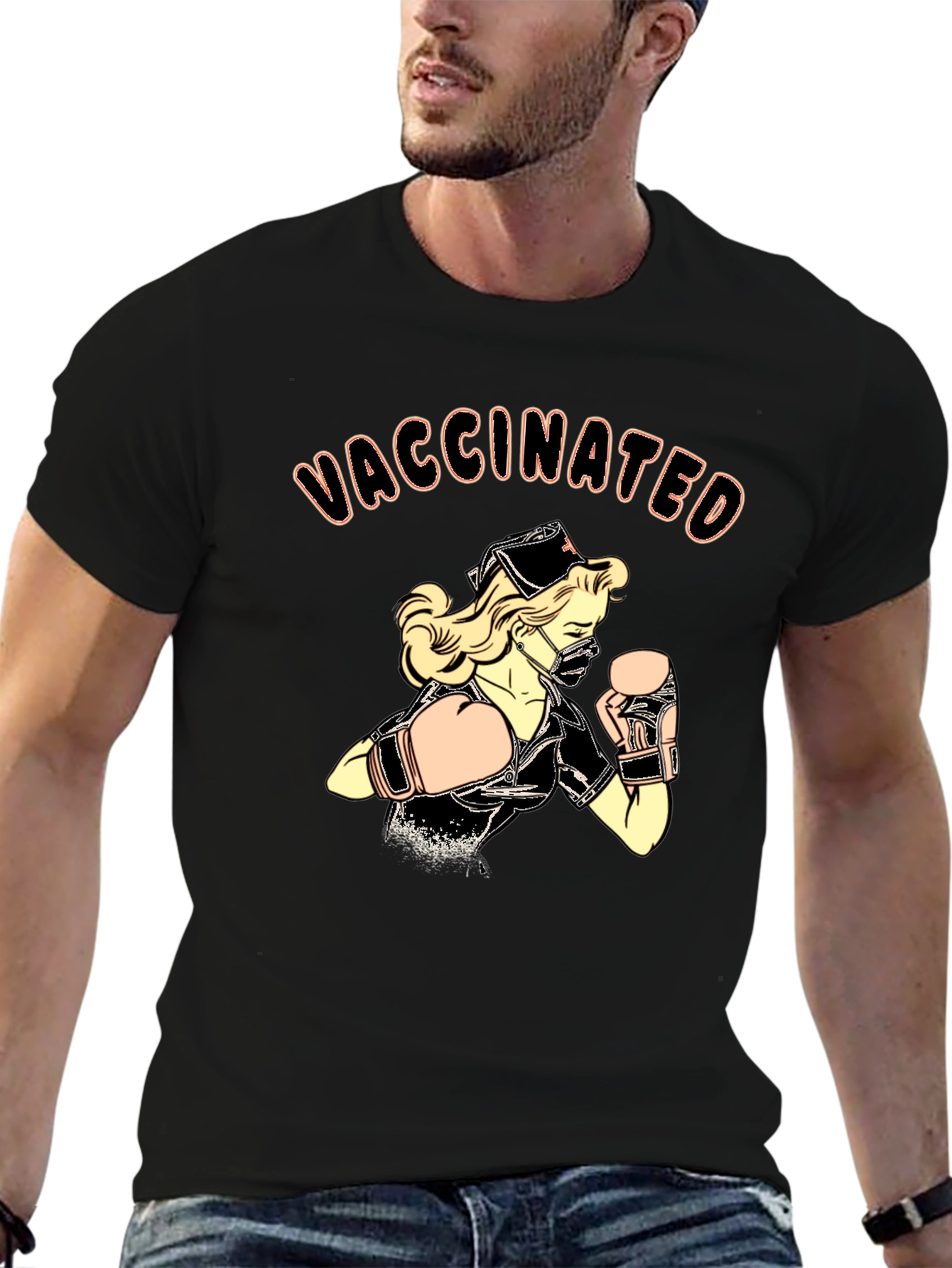 Vaccinated Nurse Boxer Graphic T-Shirt