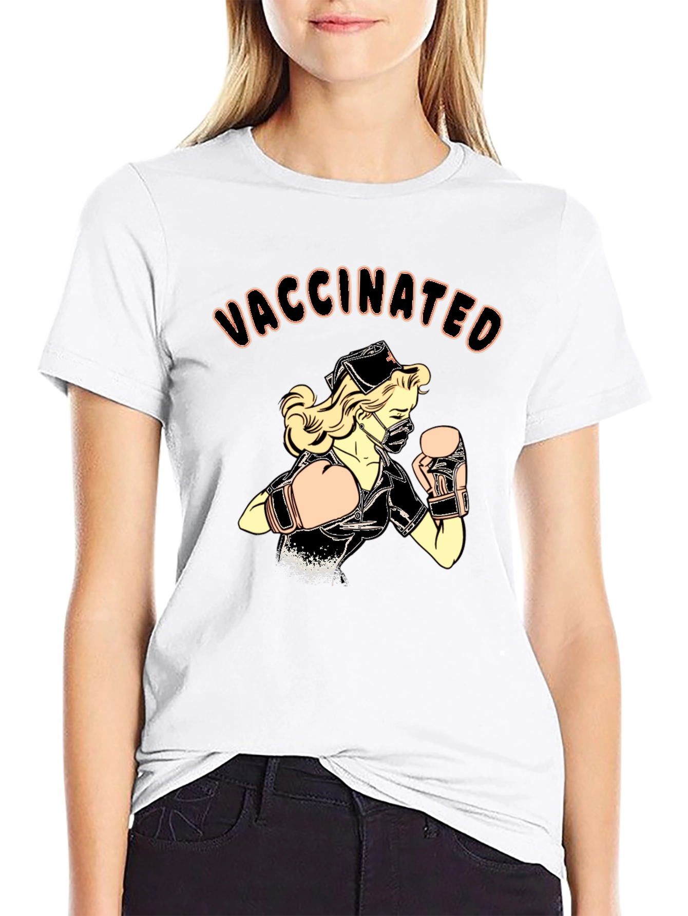Vaccinated Nurse Boxer Graphic T-Shirt