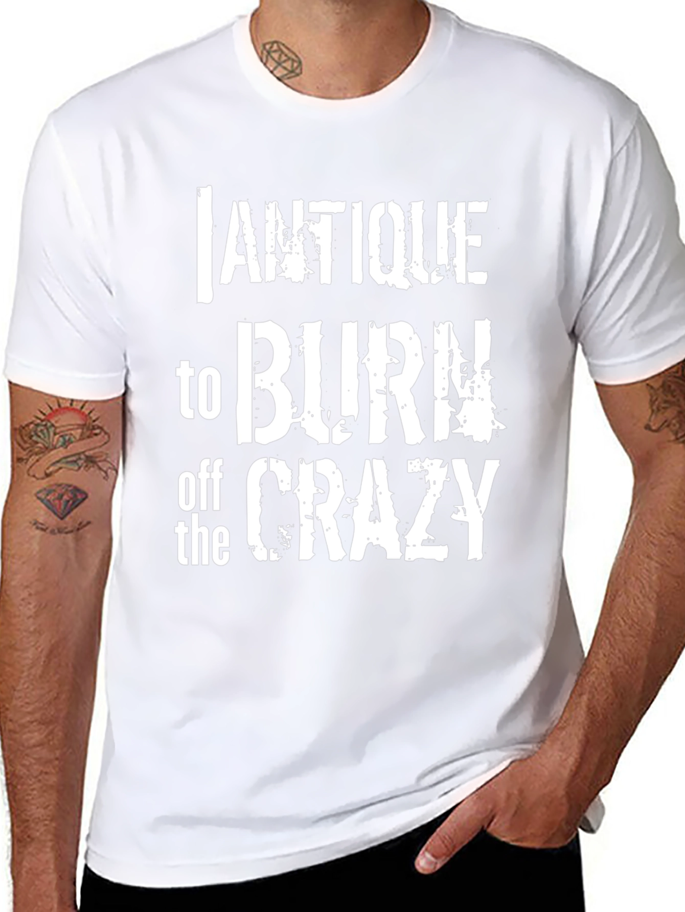 Antique Burn Off Crazy Graphic Tee - Black