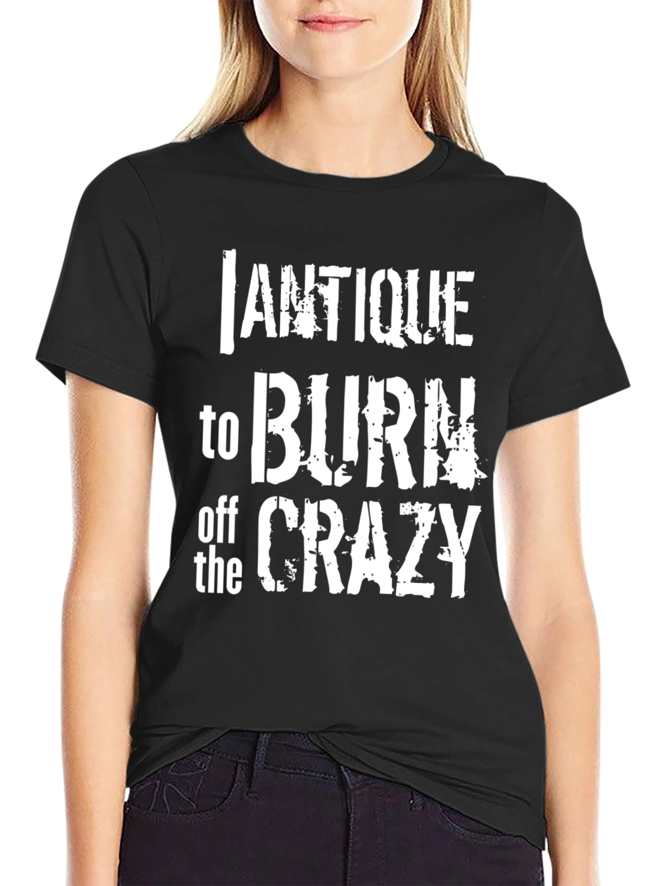 Antique Burn Off Crazy Graphic Tee - Black