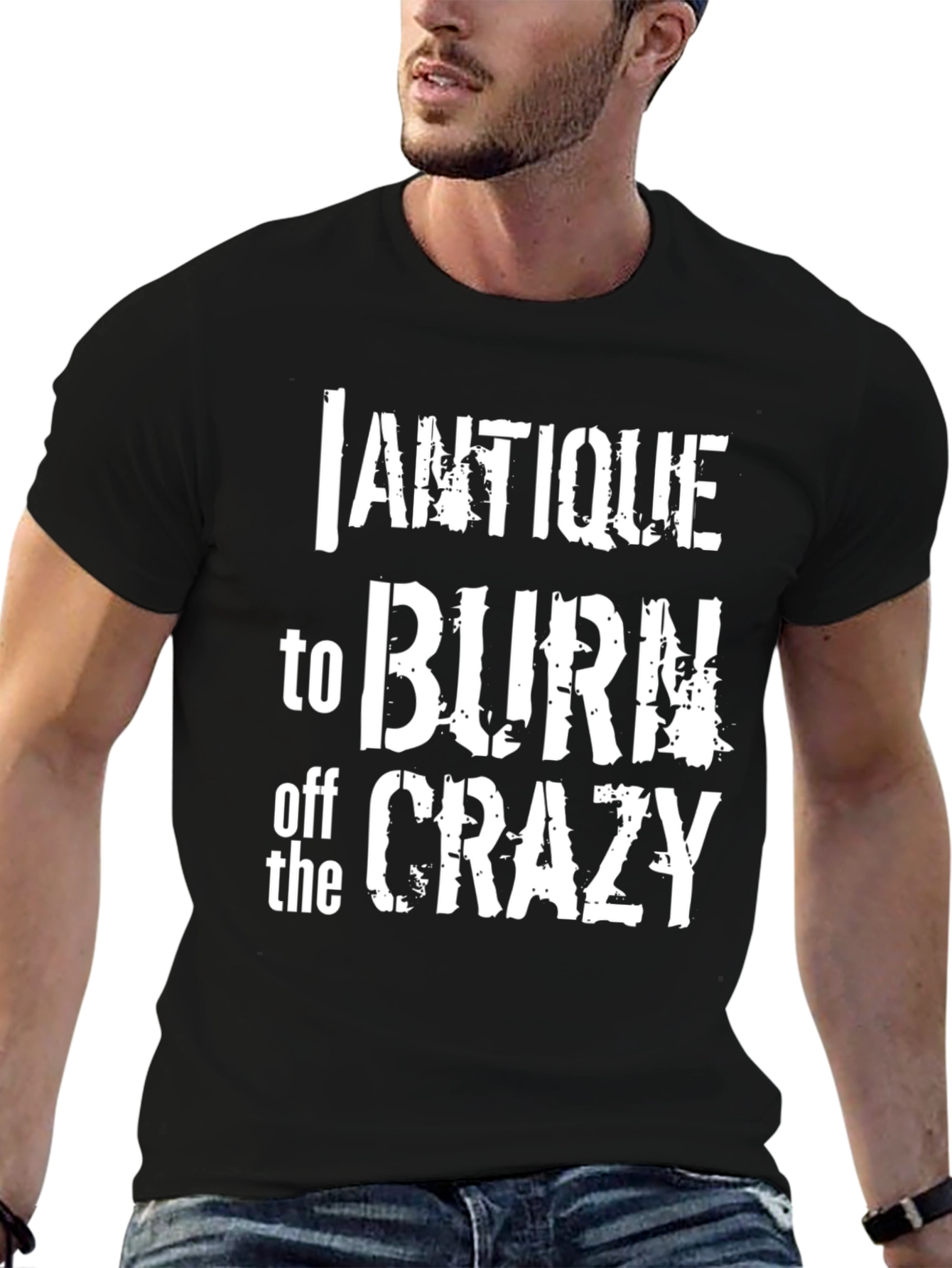 Antique Burn Off Crazy Graphic Tee - Black