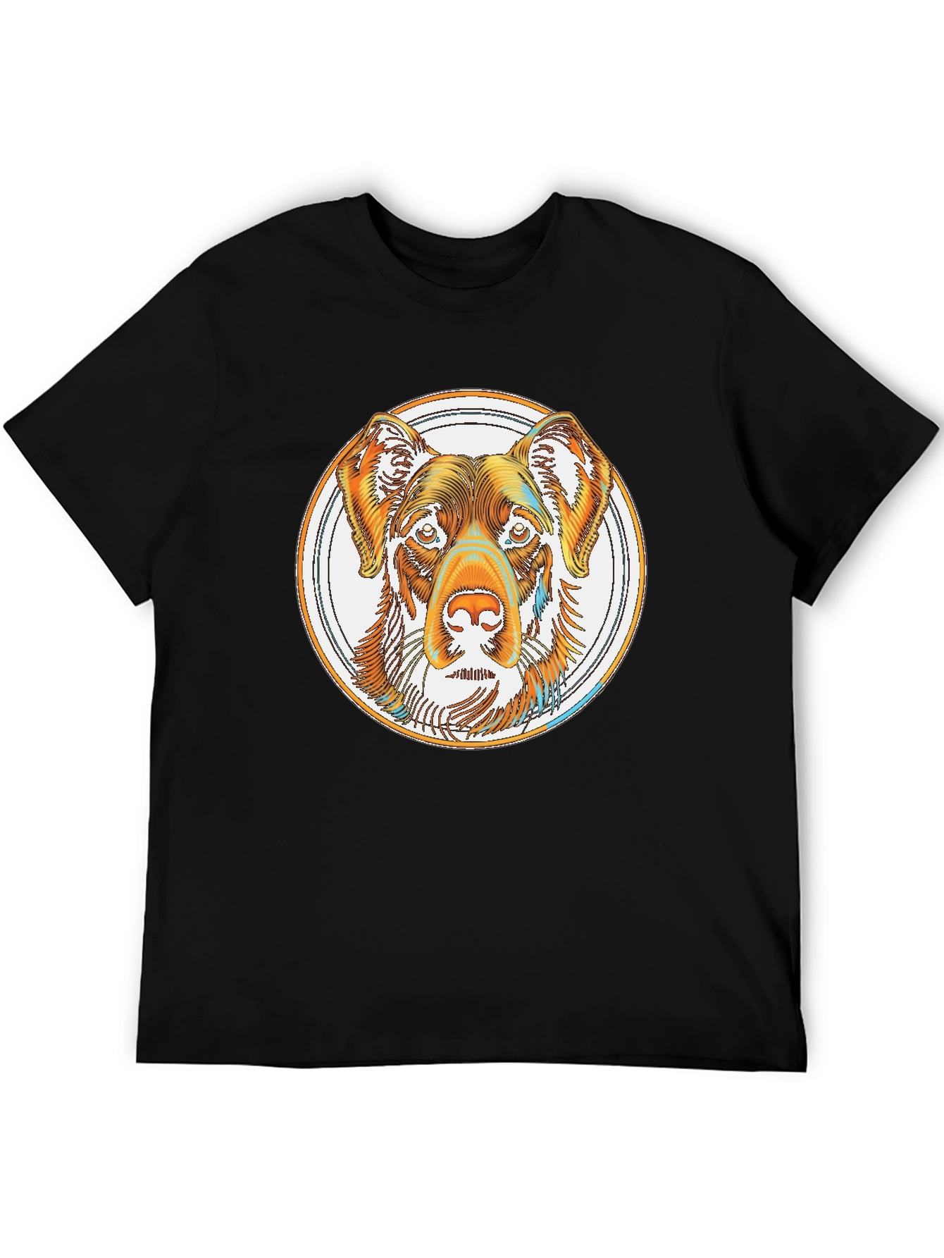 Dog Head in Circle Graphic Tee - Black