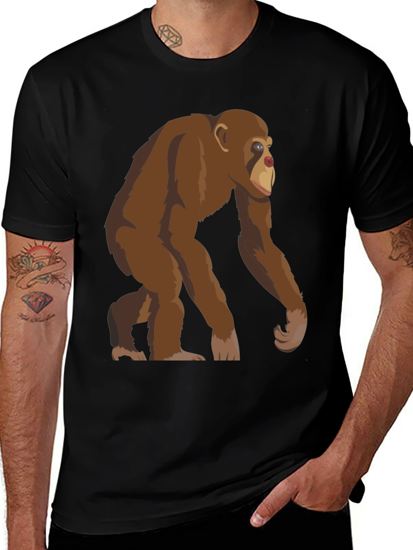 Chimpanzee Graphic T-Shirt - Novelty Ape Tee