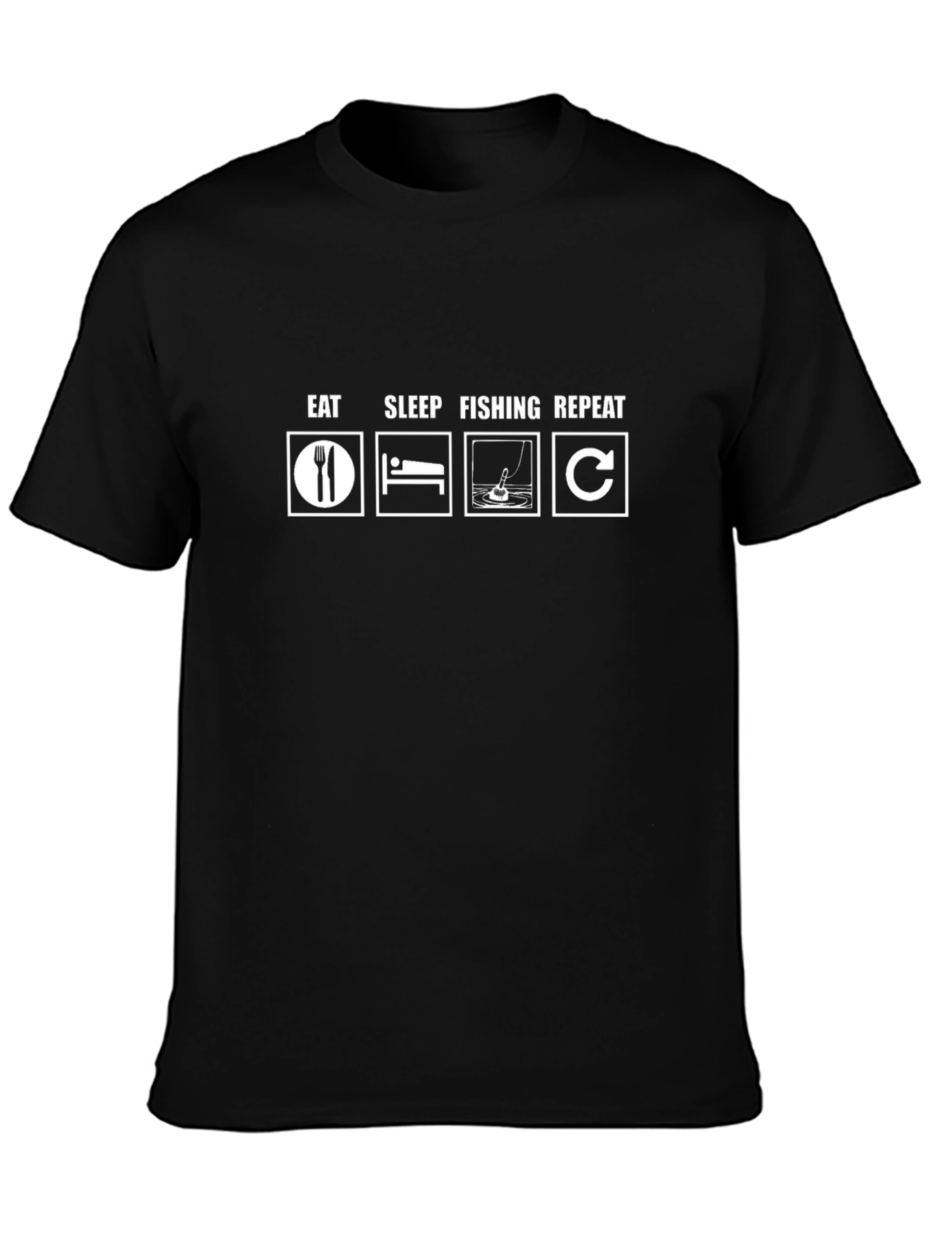 Eat Sleep Fishing Repeat T-Shirt - Black Graphic Tee