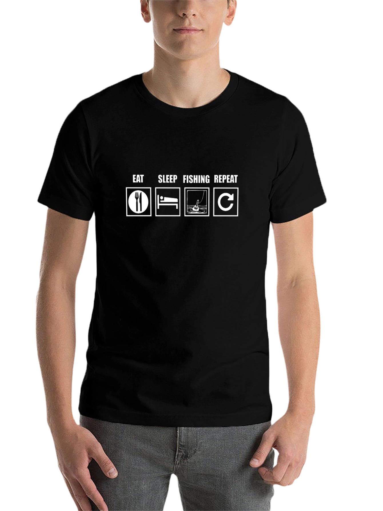 Eat Sleep Fishing Repeat T-Shirt - Black Graphic Tee