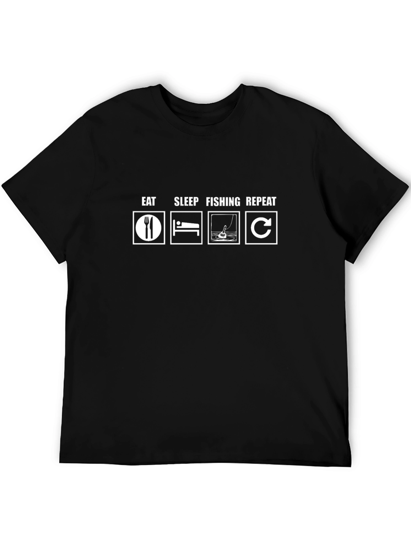 Eat Sleep Fishing Repeat T-Shirt - Black Graphic Tee
