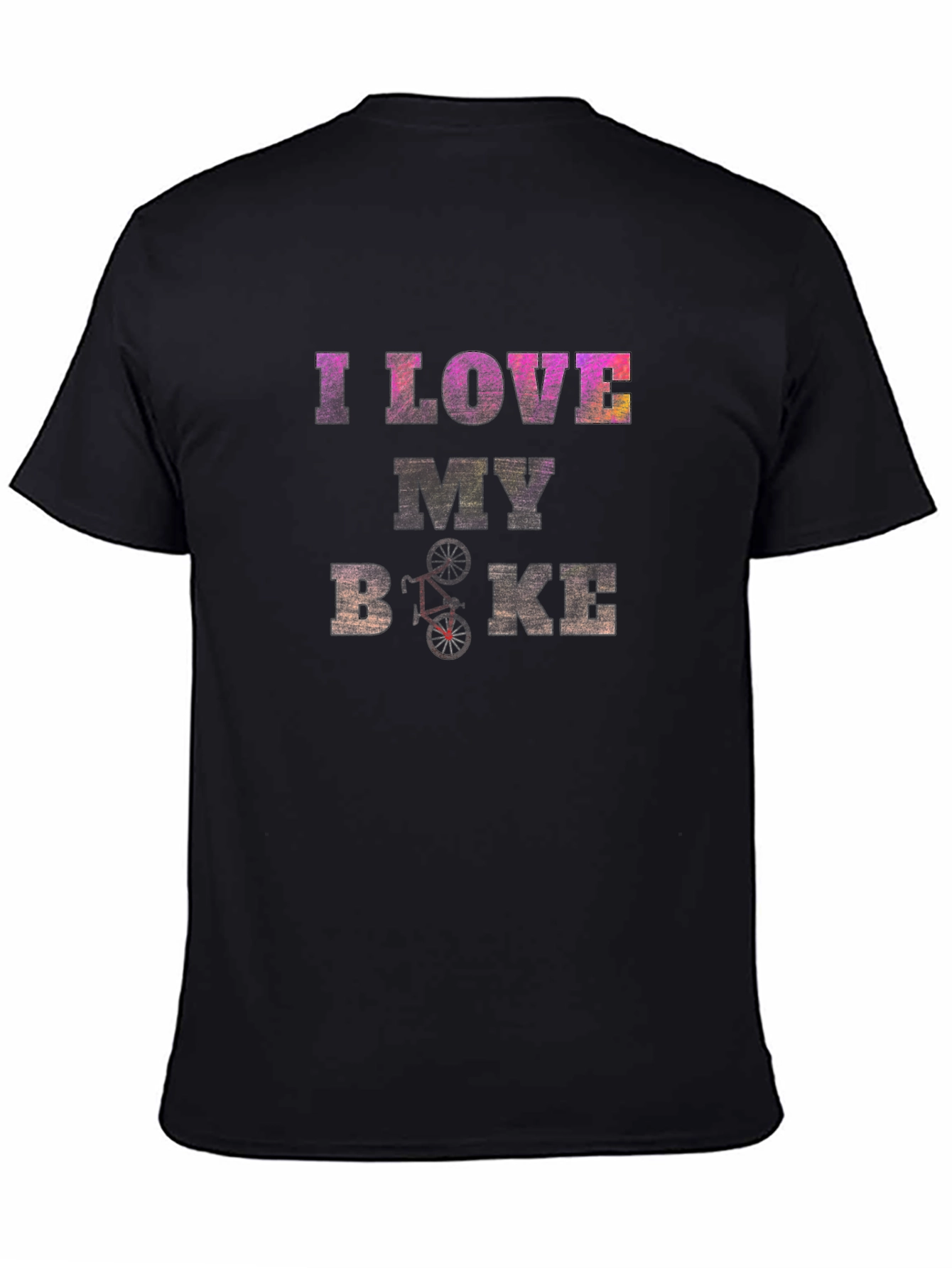 I Love My Bike Graphic Print Black T-Shirt