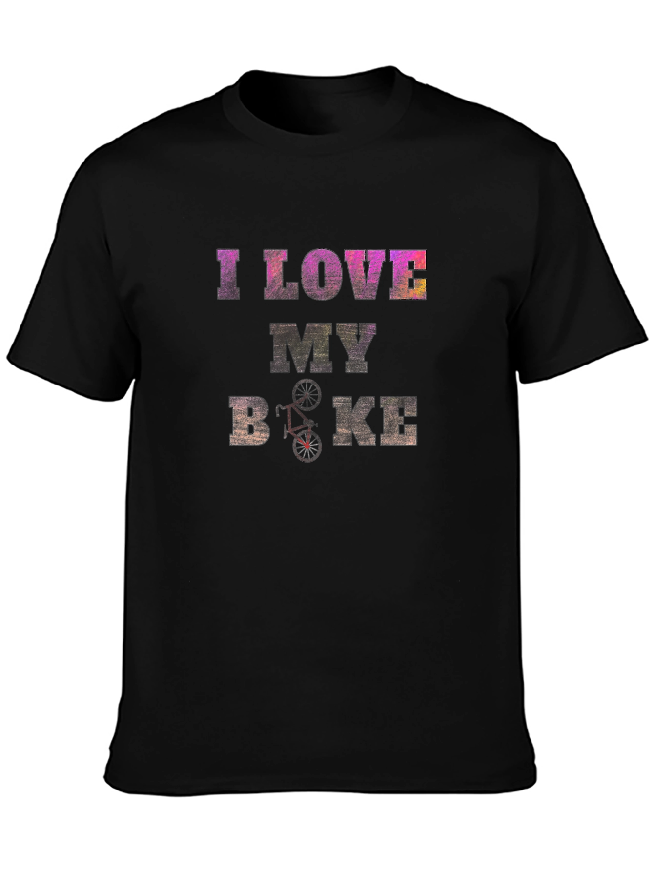 I Love My Bike Graphic Print Black T-Shirt