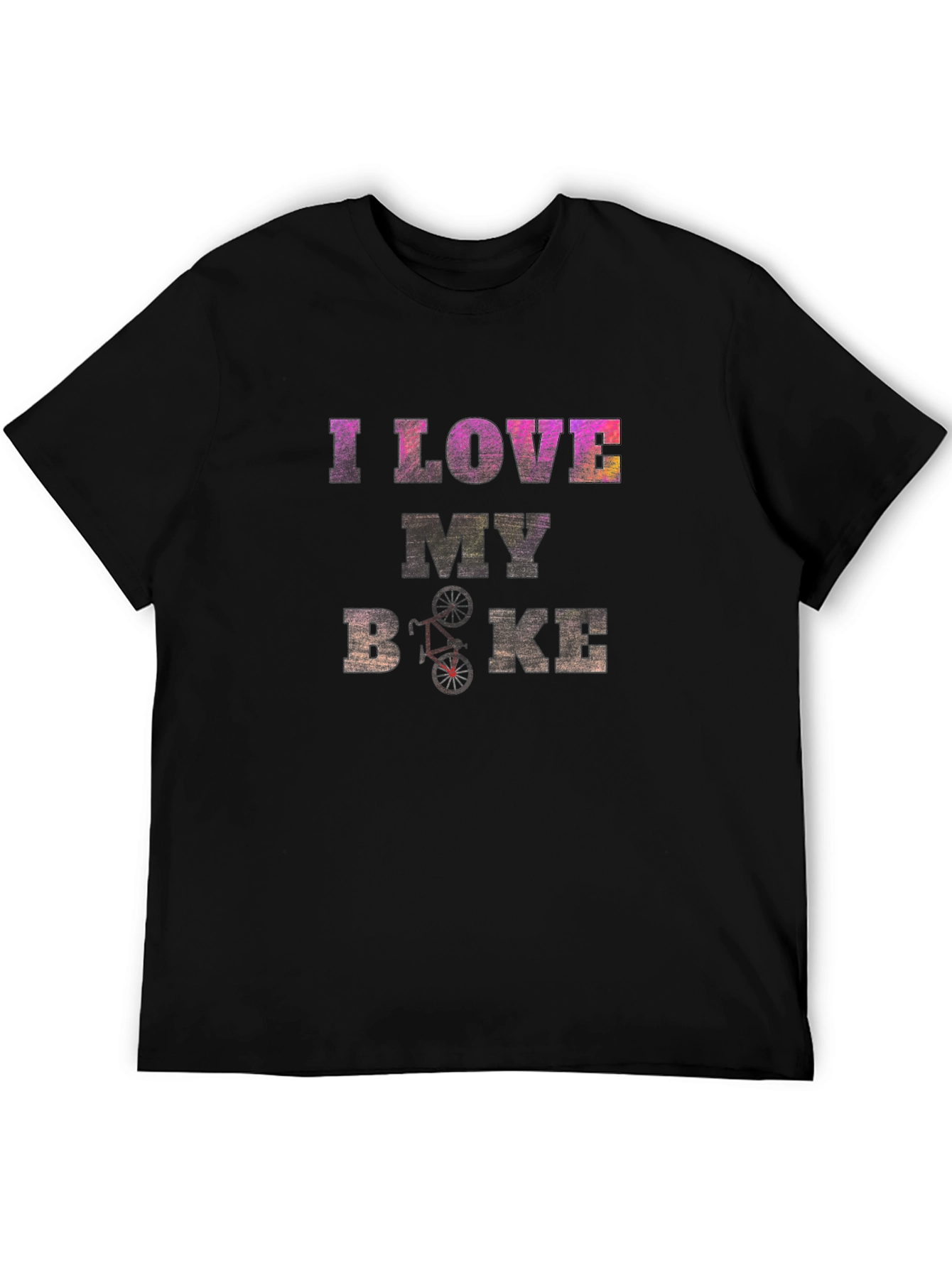 I Love My Bike Graphic Print Black T-Shirt