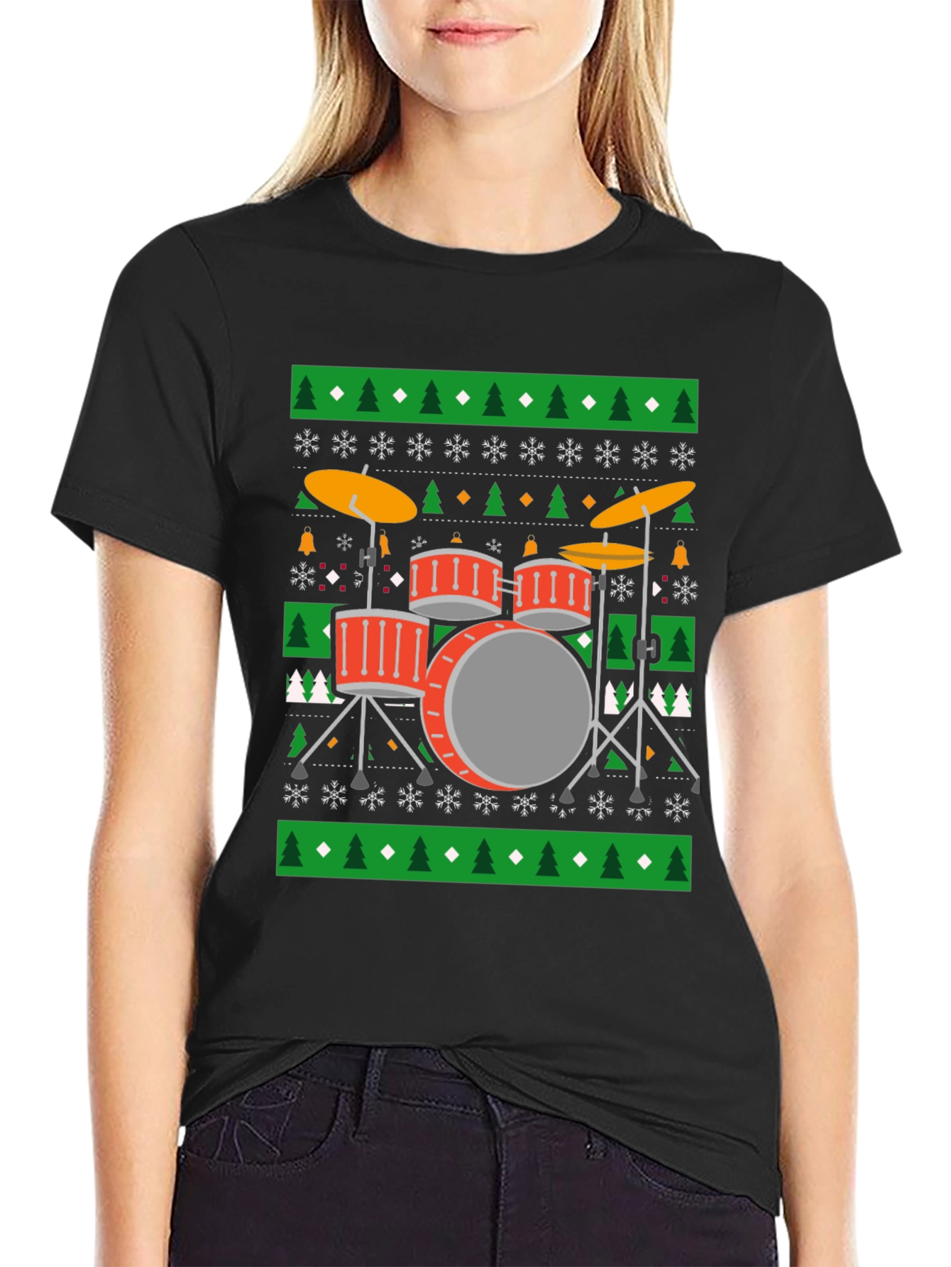 Drum Kit Ugly Christmas Sweater T-Shirt