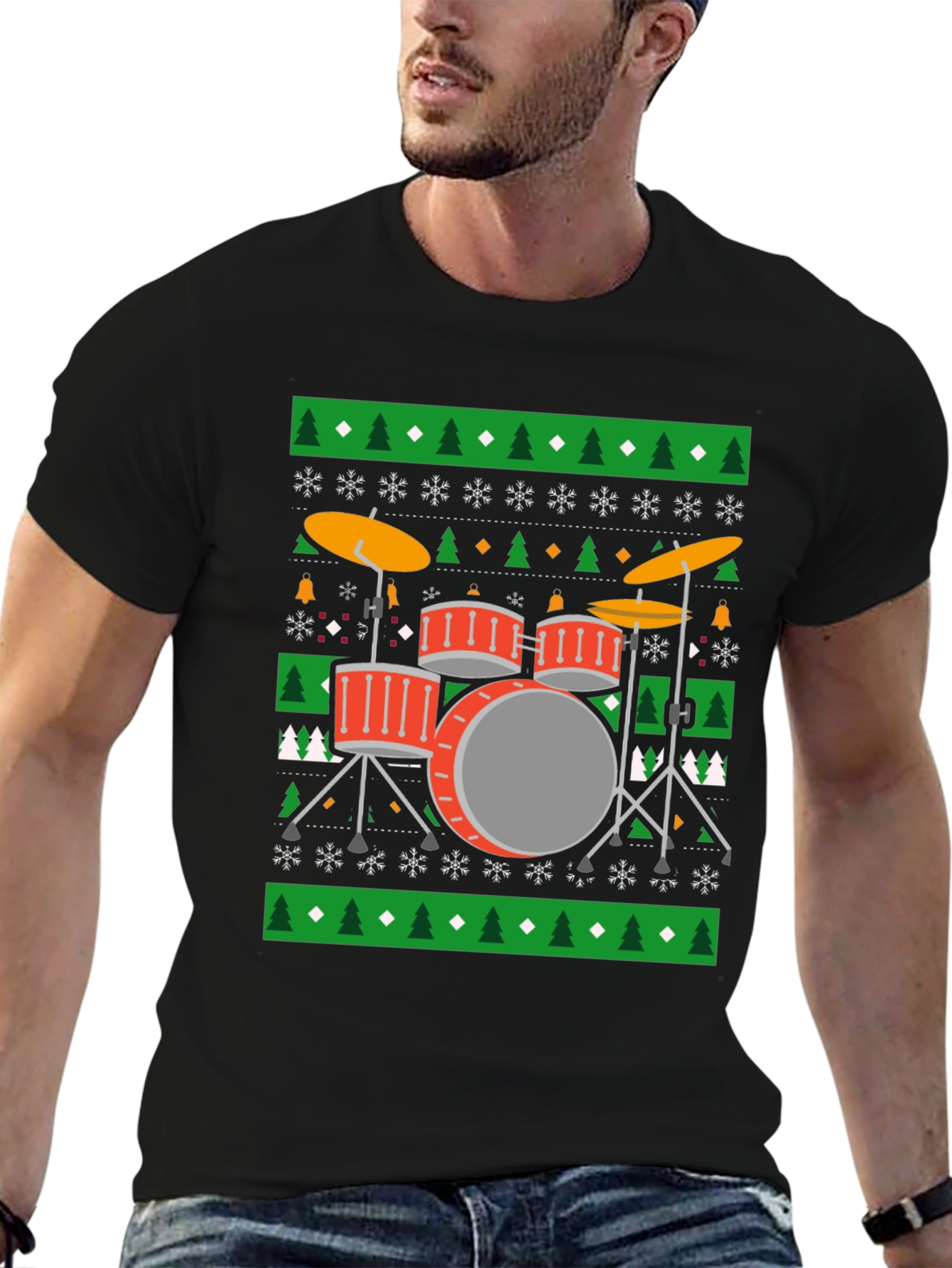 Drum Kit Ugly Christmas Sweater T-Shirt