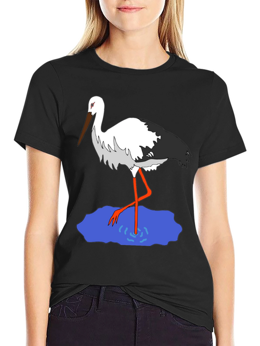Stork in Water Graphic Tee - Mens Black T-Shirt