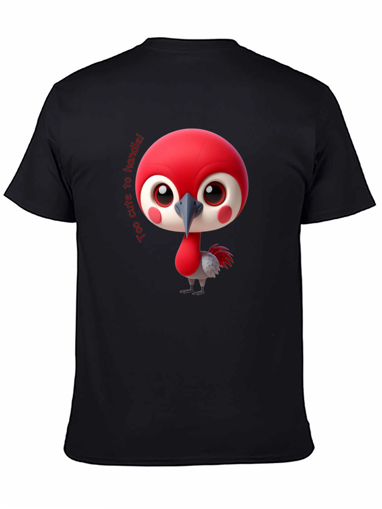 Cute Bird Cartoon Black T-Shirt