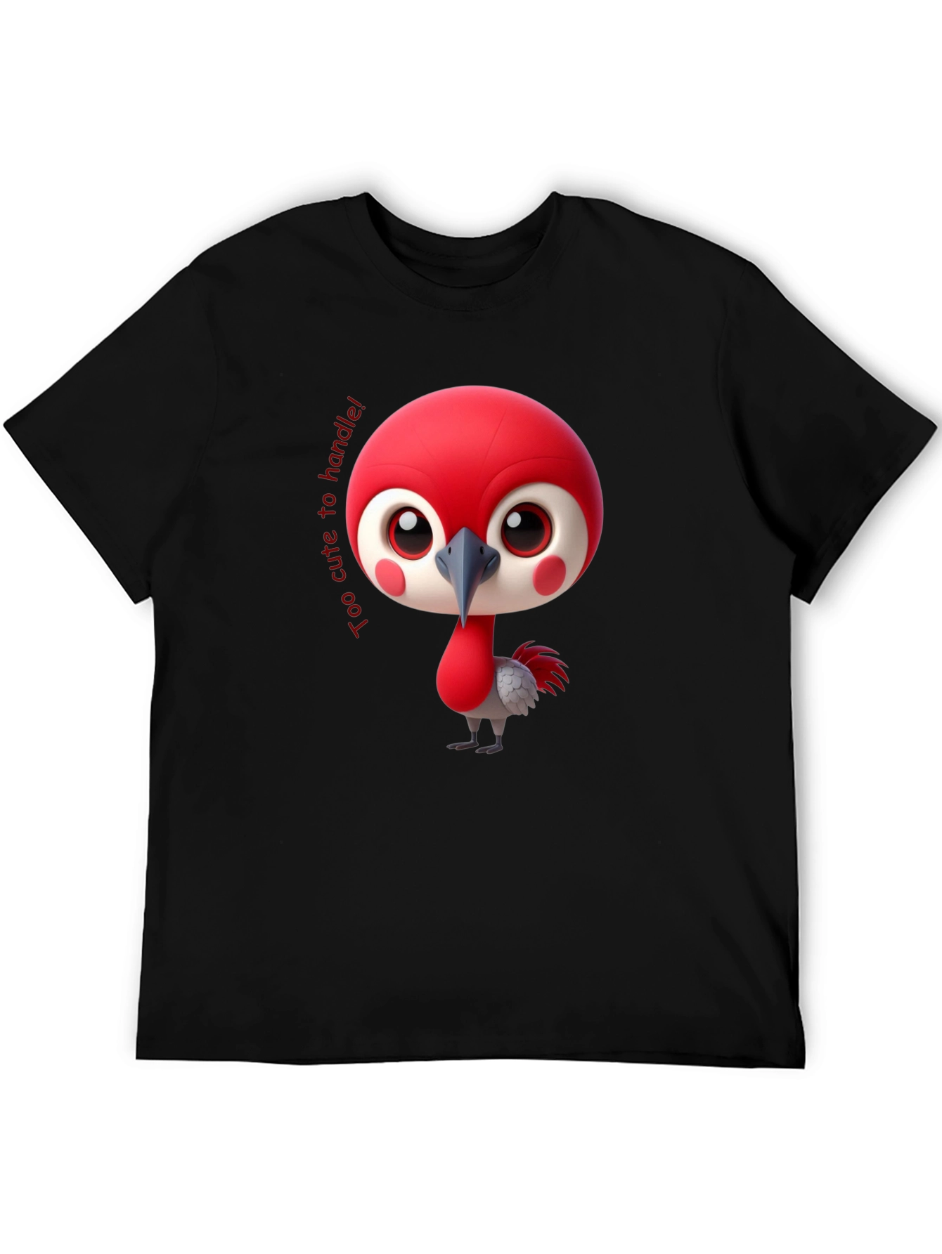 Cute Bird Cartoon Black T-Shirt
