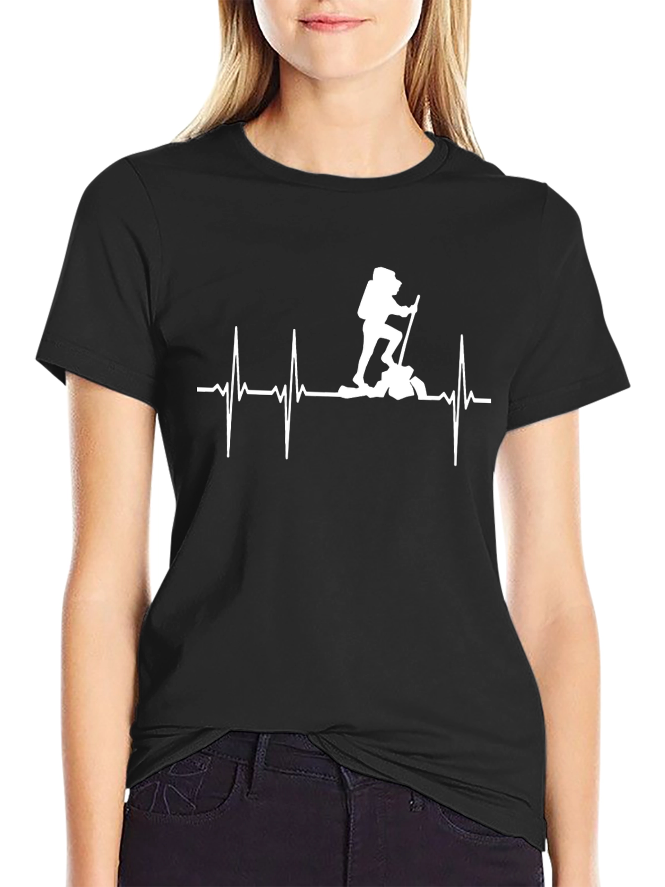 Hiking Heartbeat T-Shirt Black