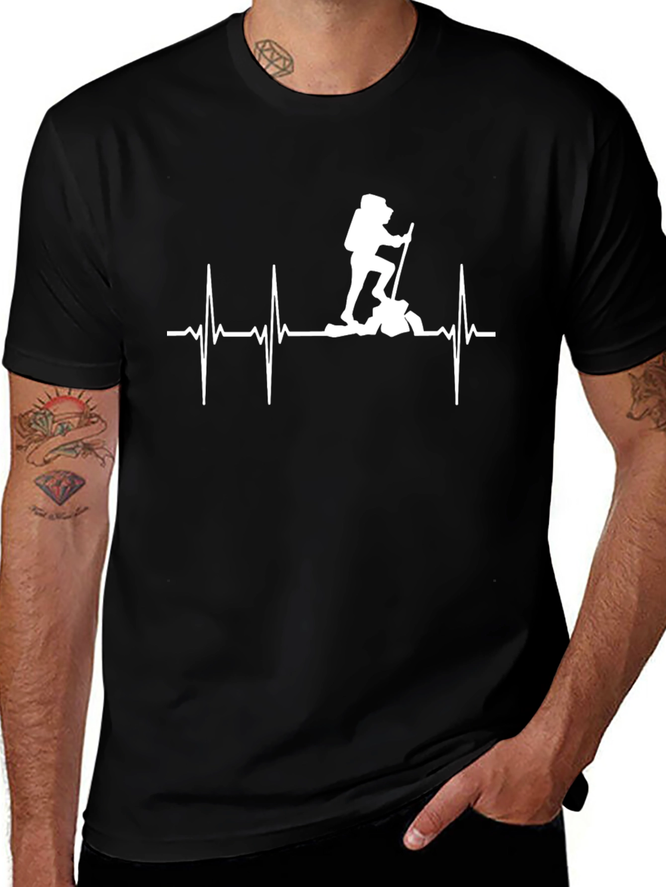 Hiking Heartbeat T-Shirt Black