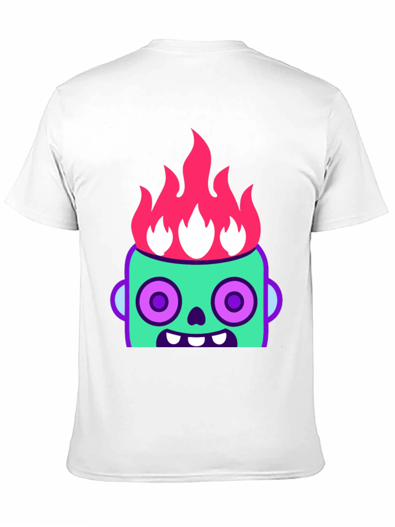 Flaming Zombie Head Graphic Tee - Black