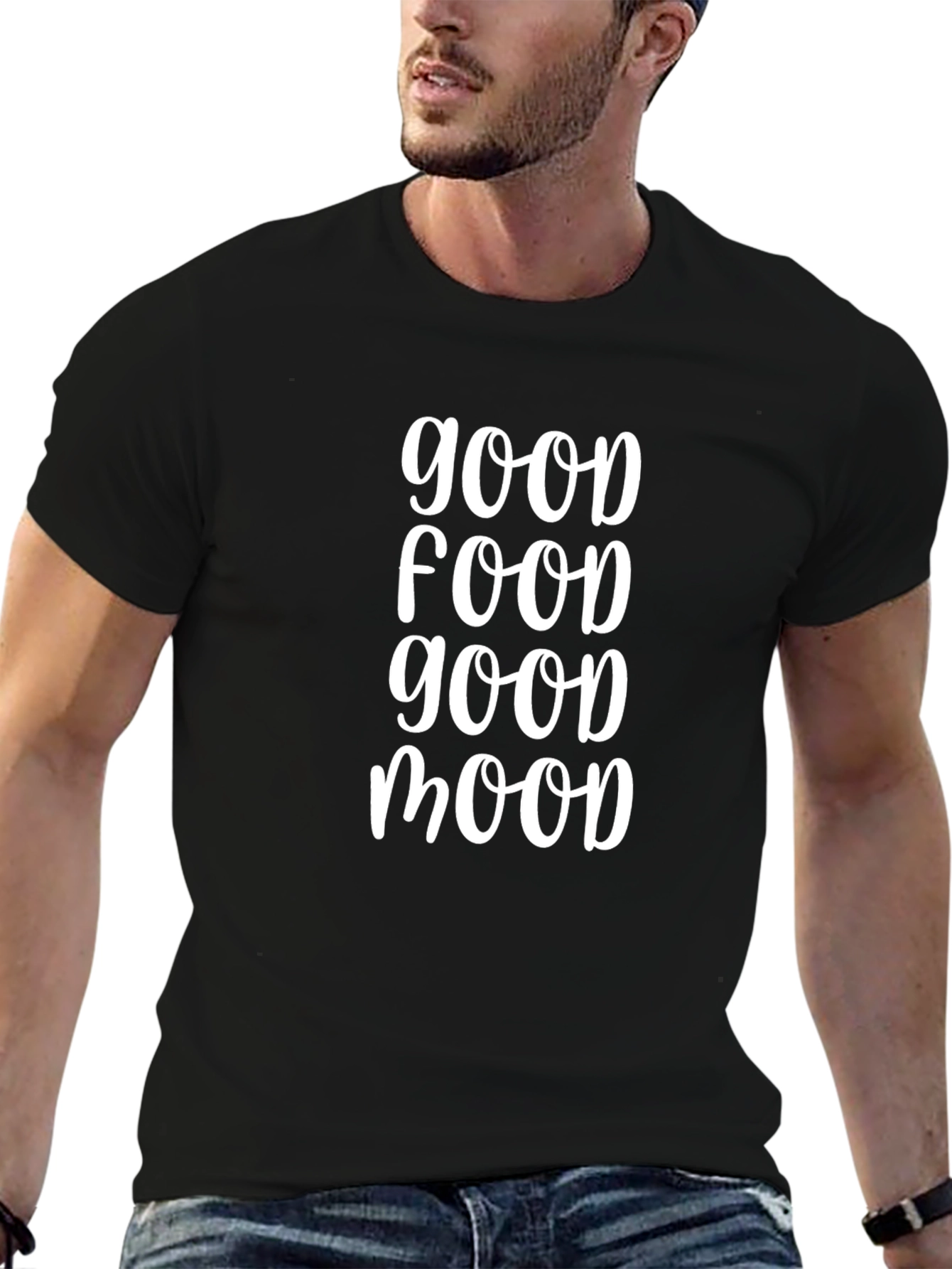 Good Food Good Mood Black Graphic Tee